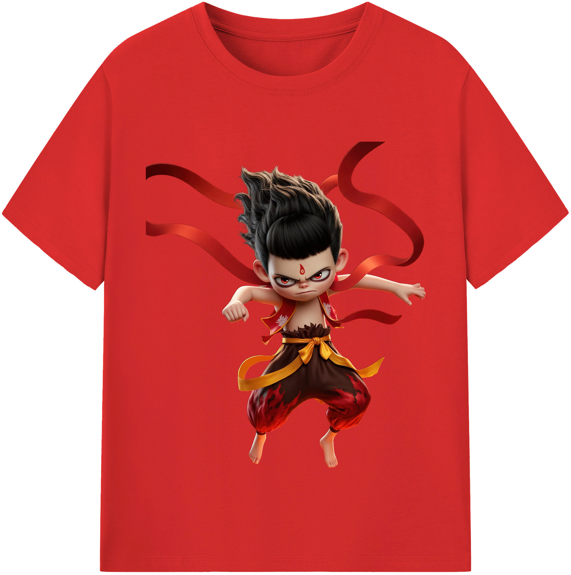 （画像用） Ne Zha 2 ナタ 魔童の大暴れ レディースカジュアルプリントTシャツ（綿100％）