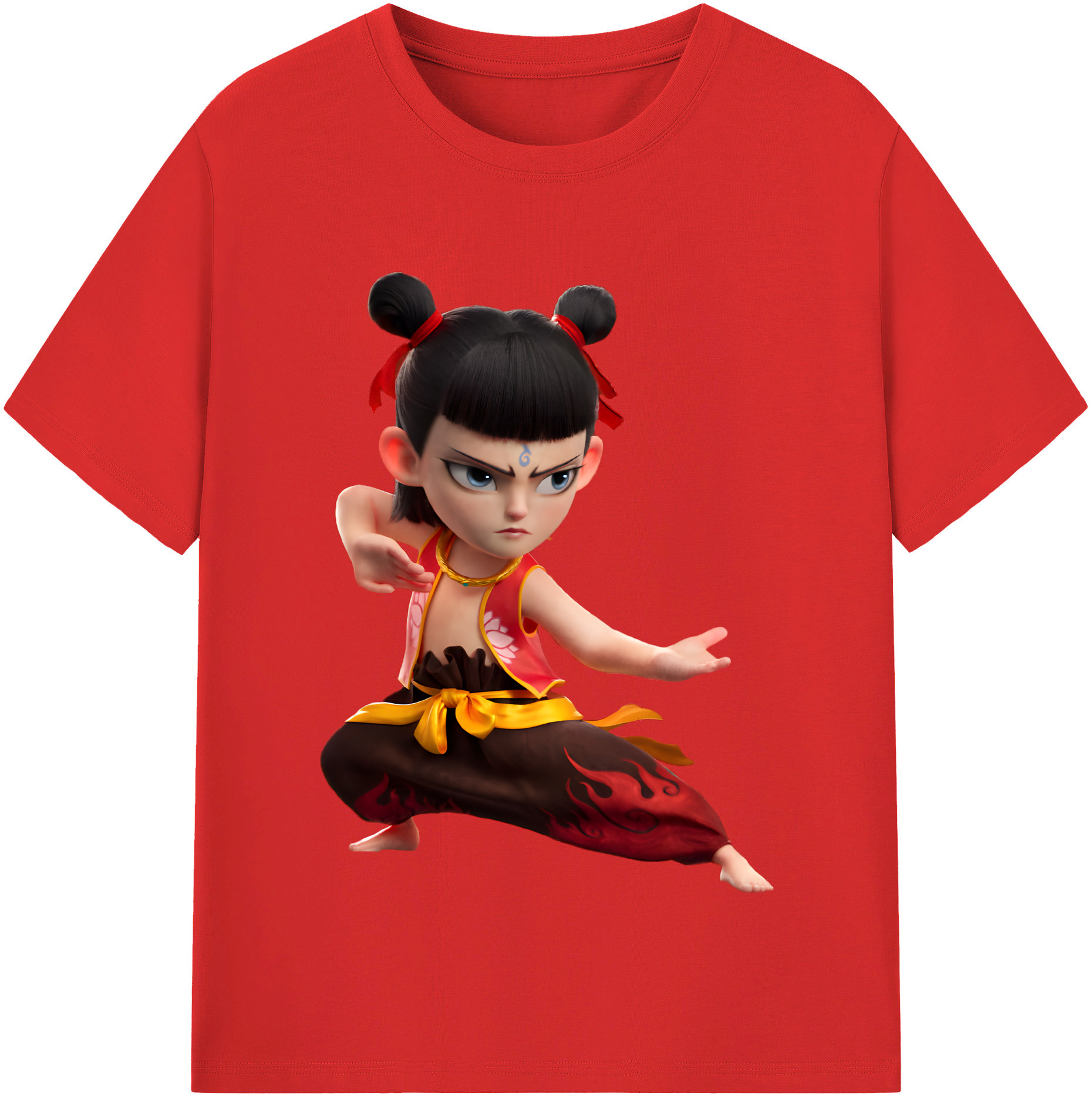 （画像用） Ne Zha 2 ナタ 魔童の大暴れ レディースカジュアルプリントTシャツ（綿100％）
