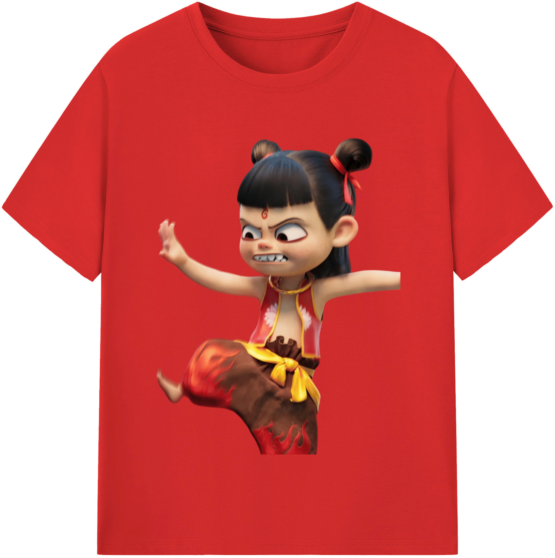 （画像用） Ne Zha 2 ナタ 魔童の大暴れ レディースカジュアルプリントTシャツ（綿100％）