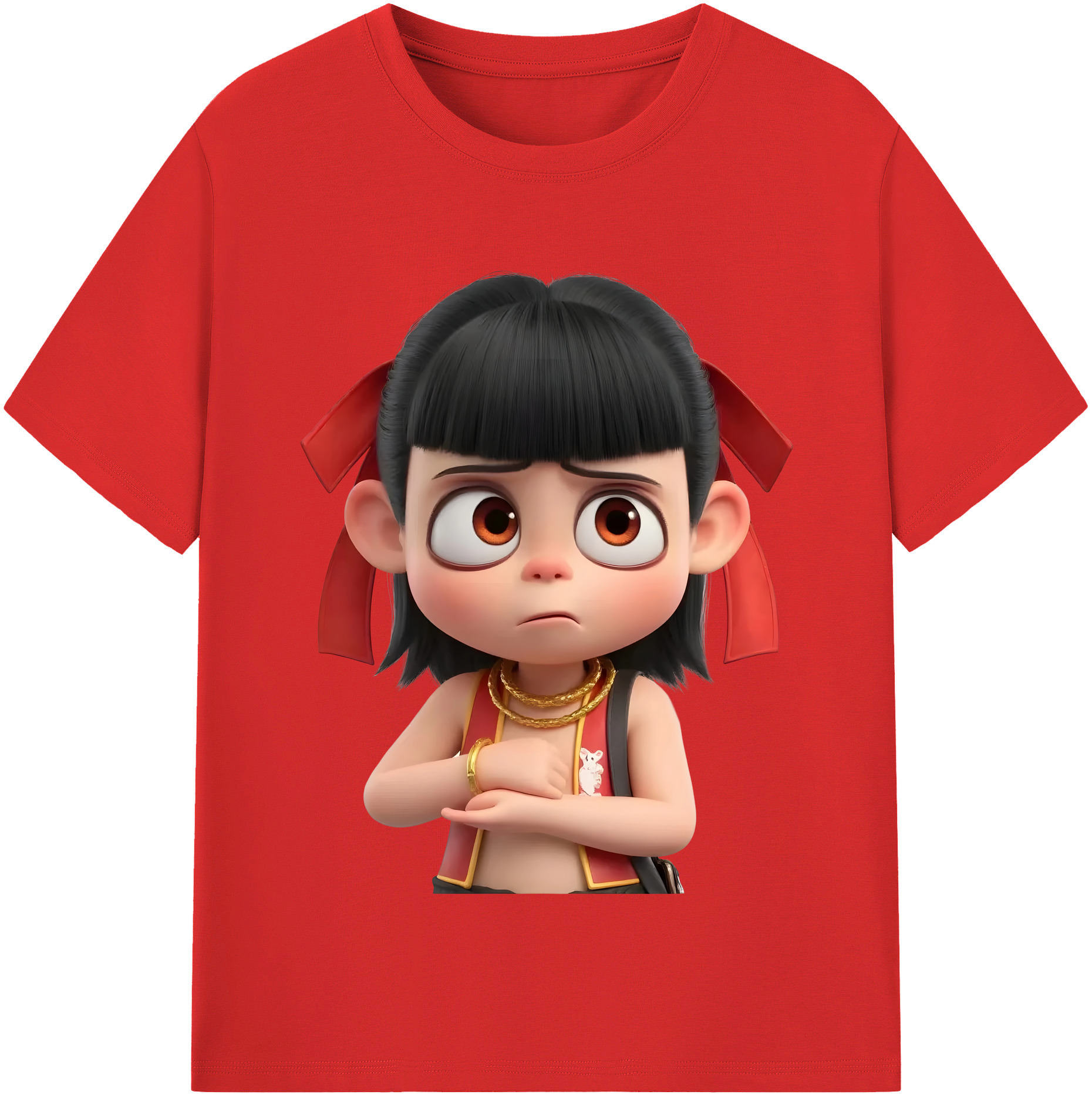 （画像用） Ne Zha 2 ナタ 魔童の大暴れ レディースカジュアルプリントTシャツ（綿100％）