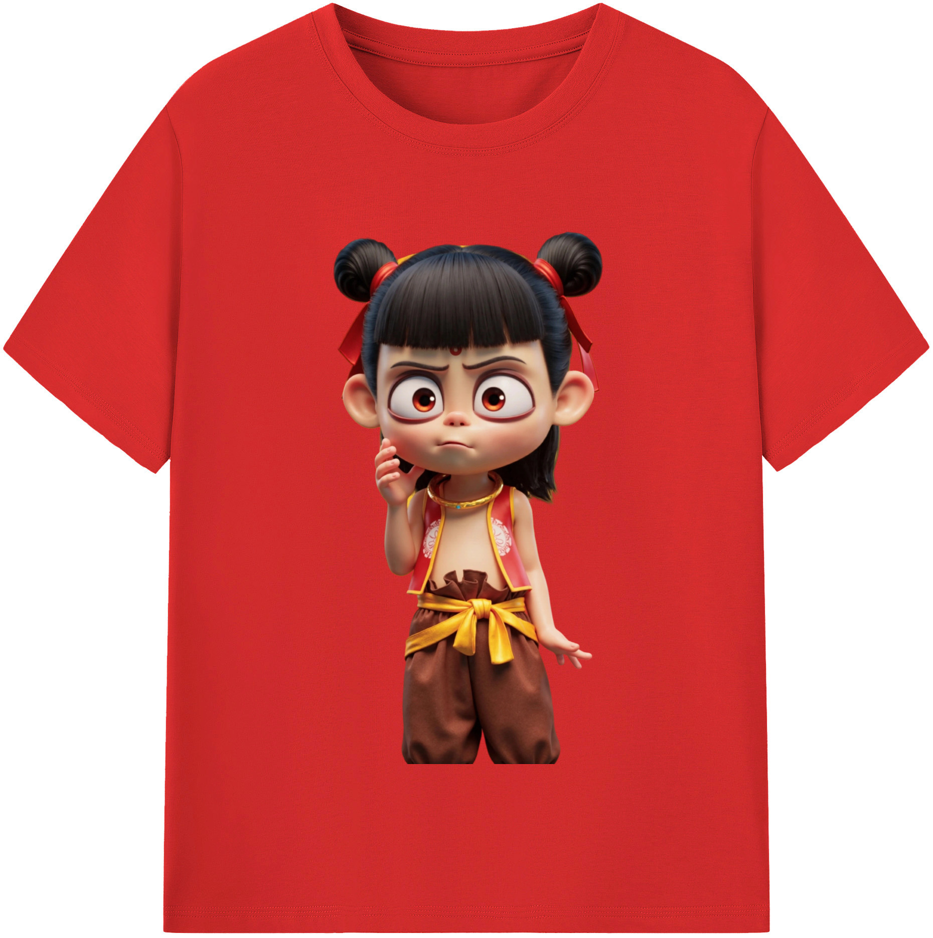 （画像用） Ne Zha 2 ナタ 魔童の大暴れ レディースカジュアルプリントTシャツ（綿100％）