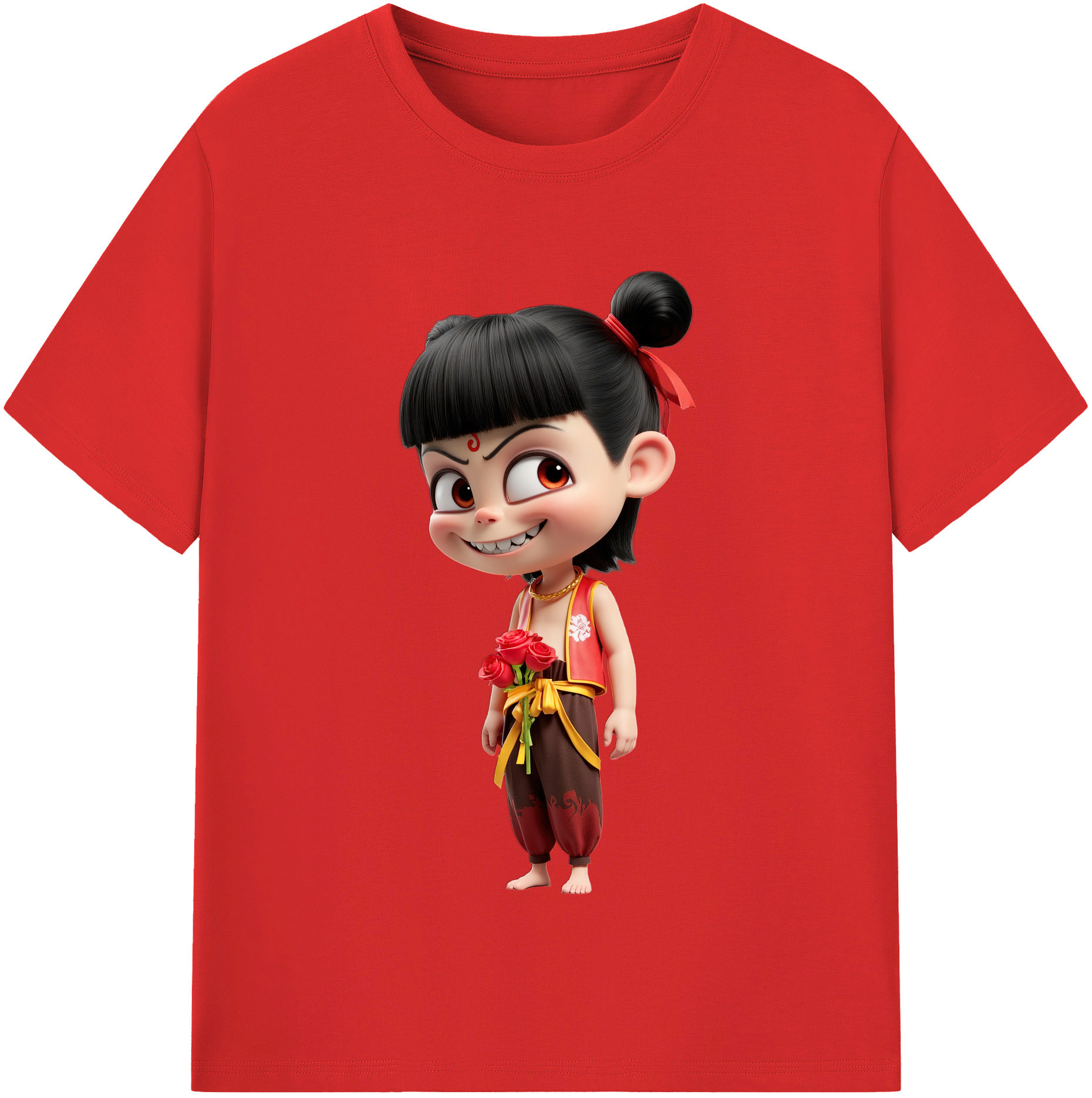 （画像用） Ne Zha 2 ナタ 魔童の大暴れ レディースカジュアルプリントTシャツ（綿100％）