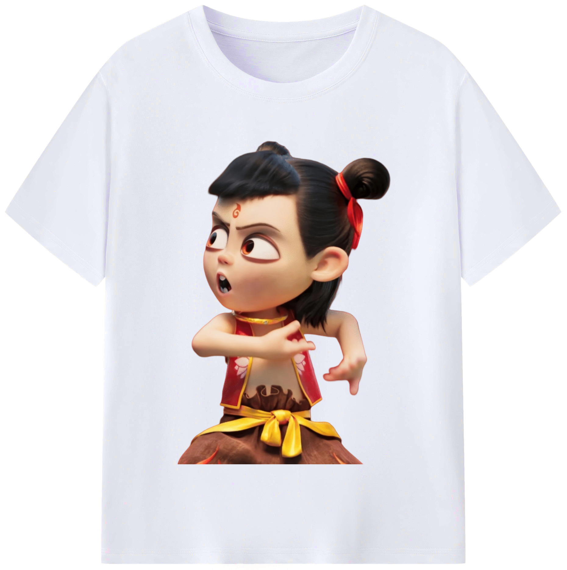 （画像用） Ne Zha 2 ナタ 魔童の大暴れ レディースカジュアルプリントTシャツ（綿100％）