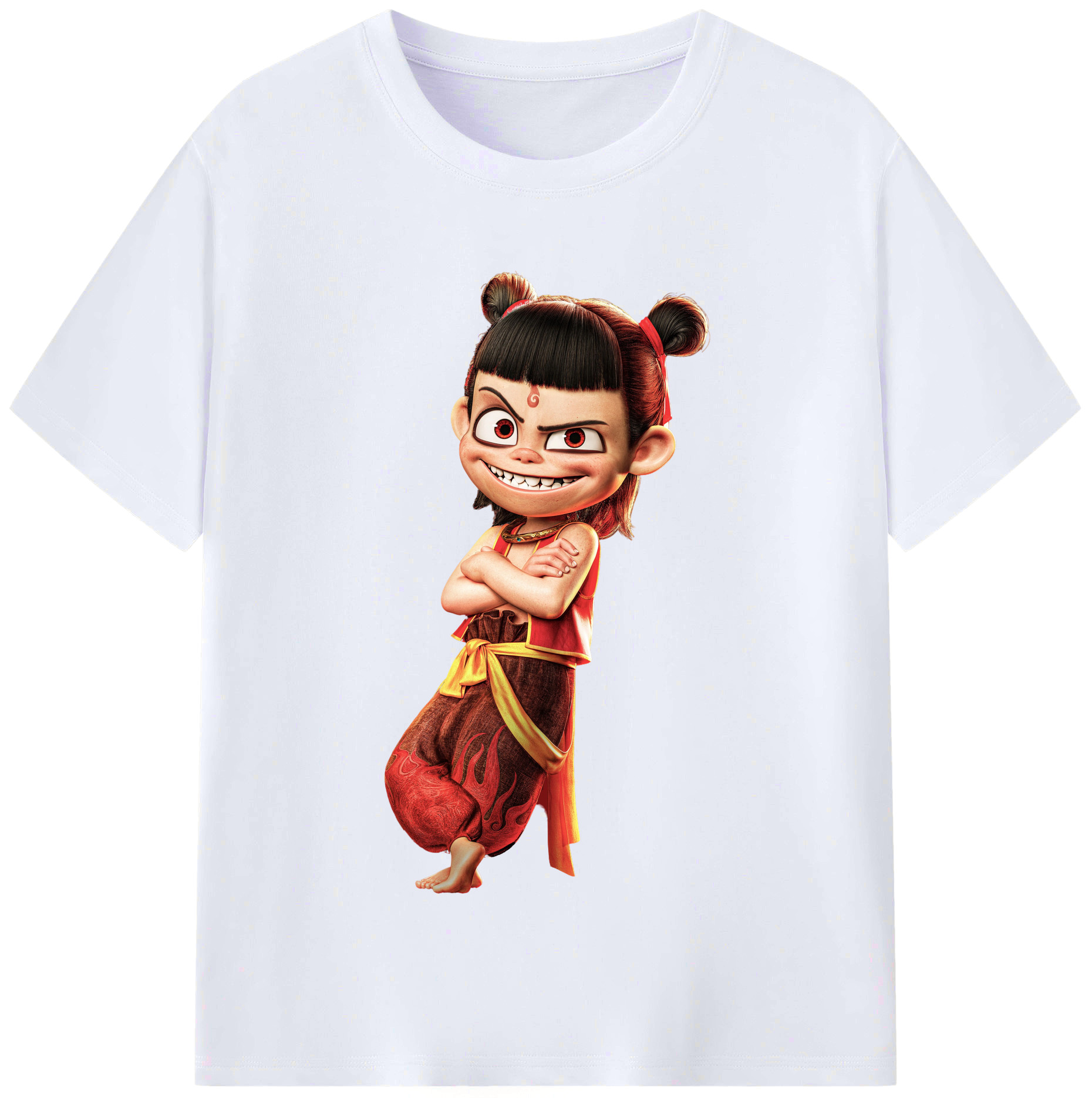 （画像用） Ne Zha 2 ナタ 魔童の大暴れ レディースカジュアルプリントTシャツ（綿100％）