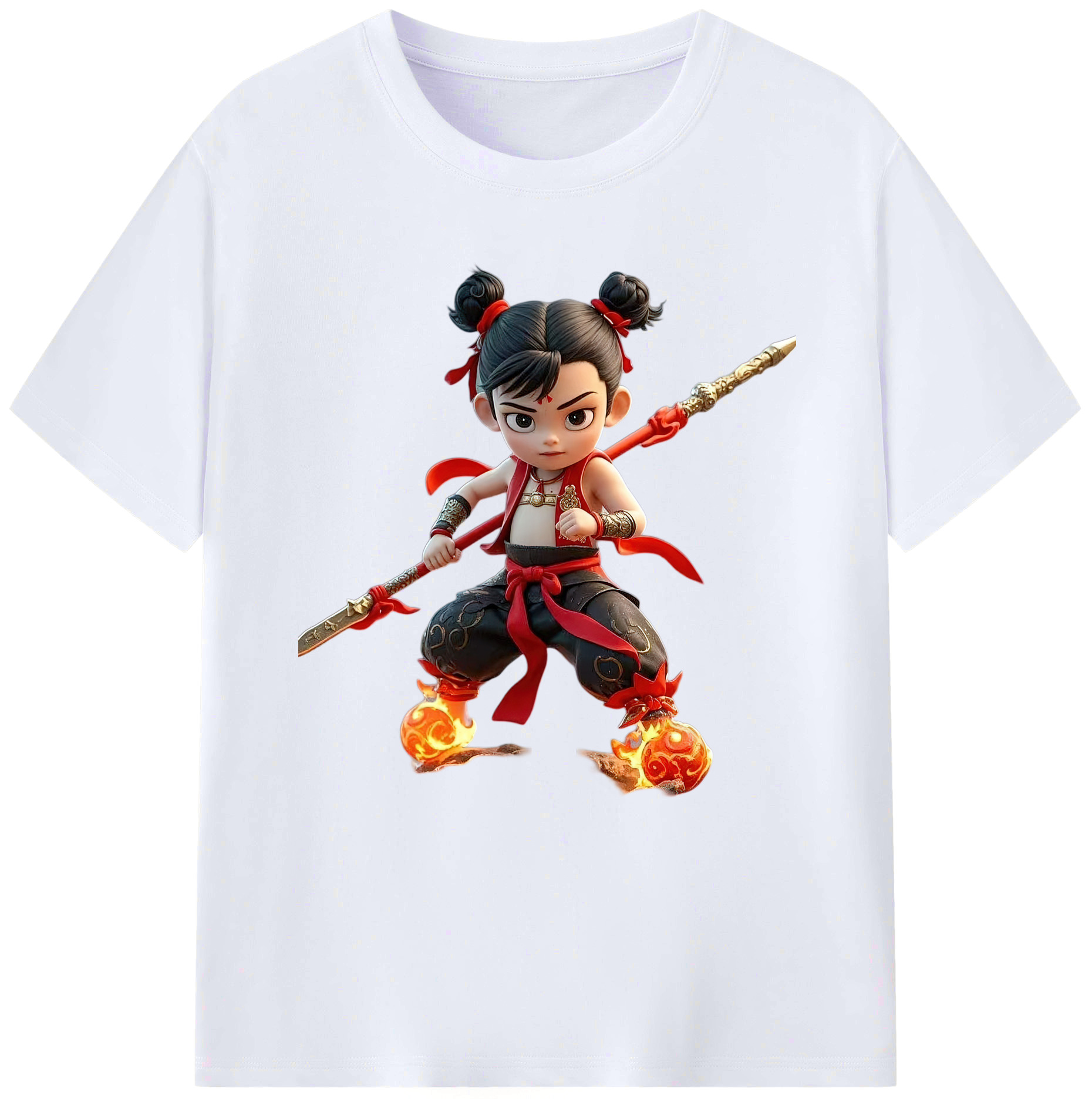 （画像用） Ne Zha 2 ナタ 魔童の大暴れ レディースカジュアルプリントTシャツ（綿100％）