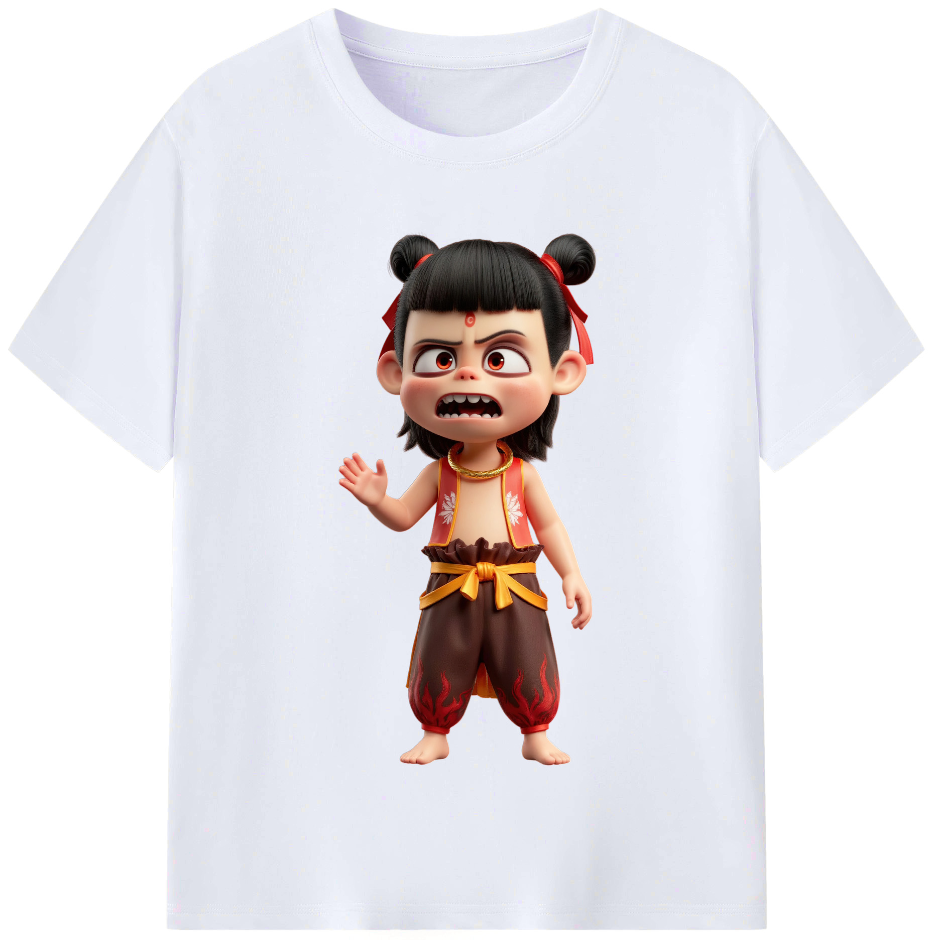 （画像用） Ne Zha 2 ナタ 魔童の大暴れ レディースカジュアルプリントTシャツ（綿100％）