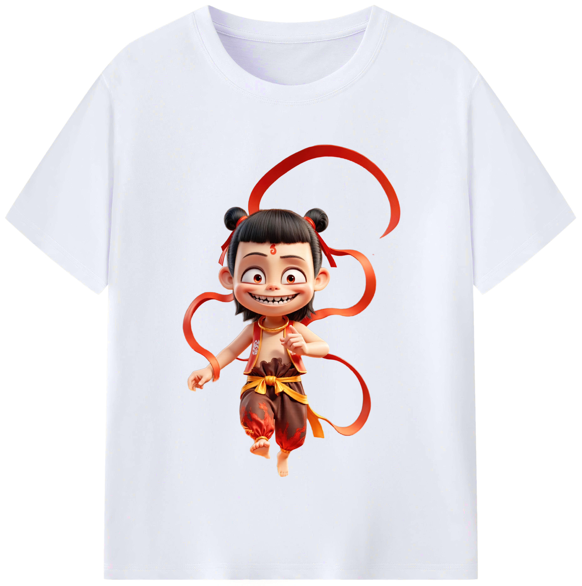 （画像用） Ne Zha 2 ナタ 魔童の大暴れ レディースカジュアルプリントTシャツ（綿100％）