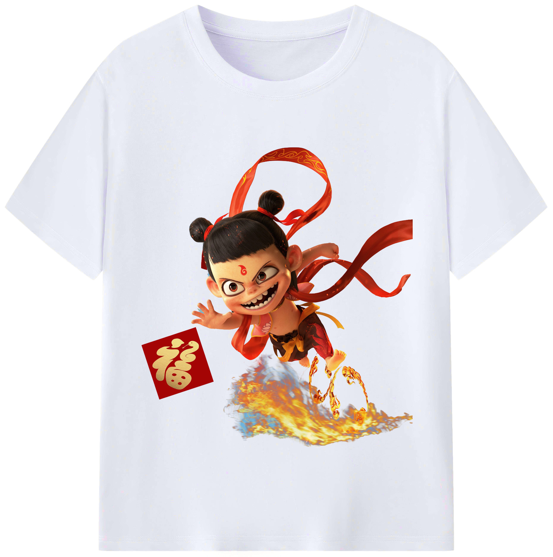 （画像用） Ne Zha 2 ナタ 魔童の大暴れ レディースカジュアルプリントTシャツ（綿100％）