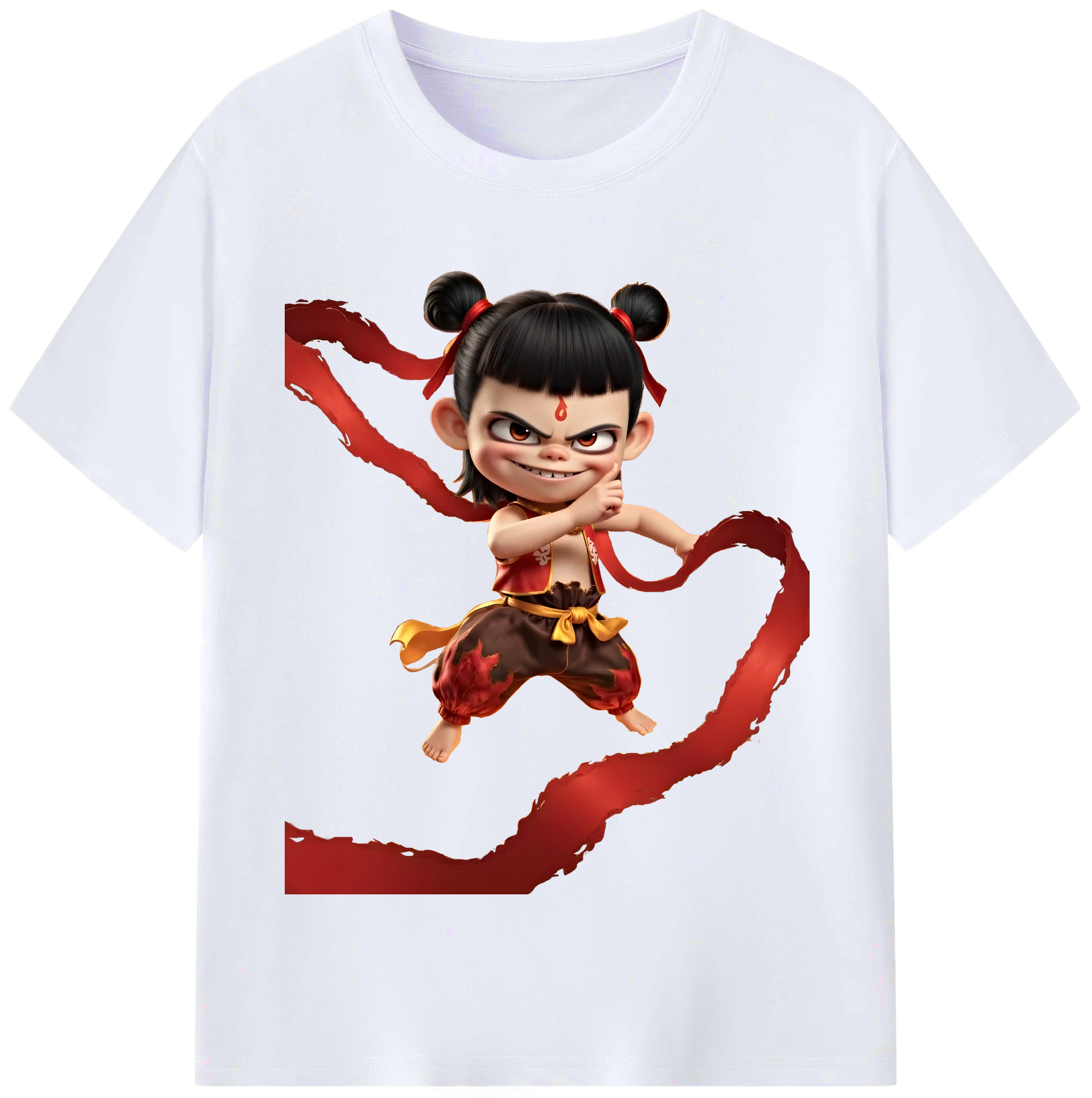 （画像用） Ne Zha 2 ナタ 魔童の大暴れ レディースカジュアルプリントTシャツ（綿100％）
