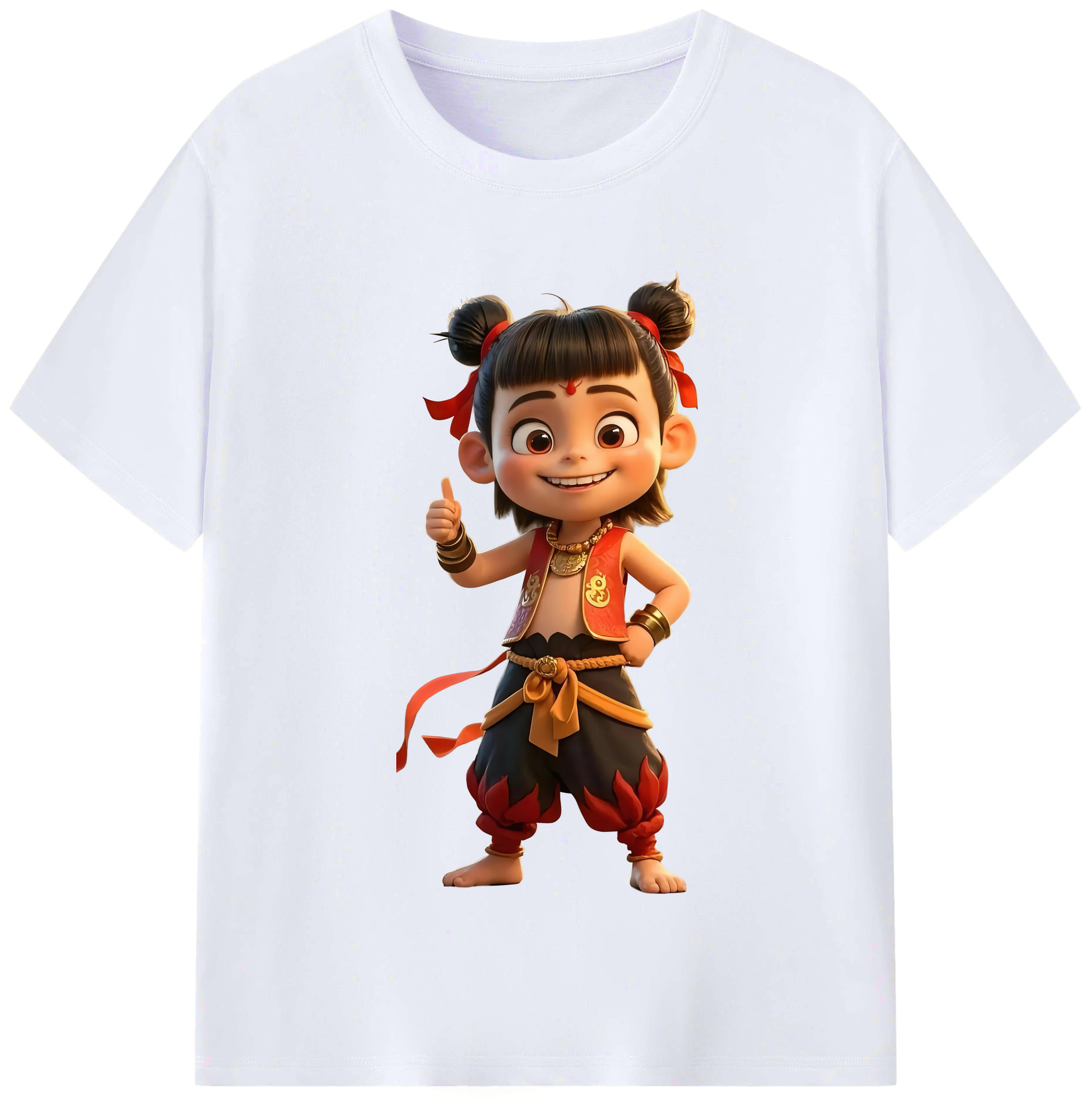 （画像用） Ne Zha 2 ナタ 魔童の大暴れ レディースカジュアルプリントTシャツ（綿100％）