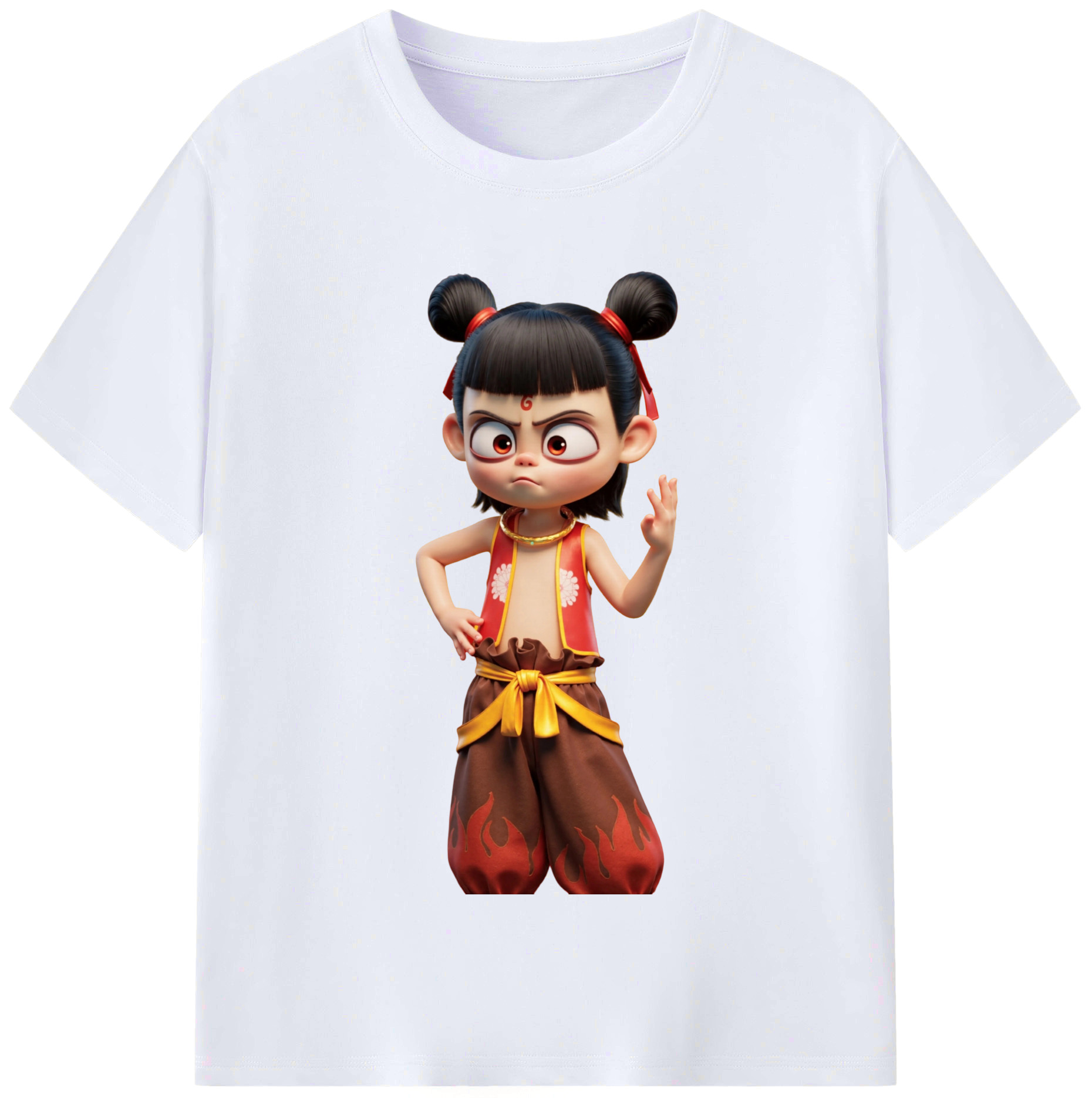 （画像用） Ne Zha 2 ナタ 魔童の大暴れ レディースカジュアルプリントTシャツ（綿100％）