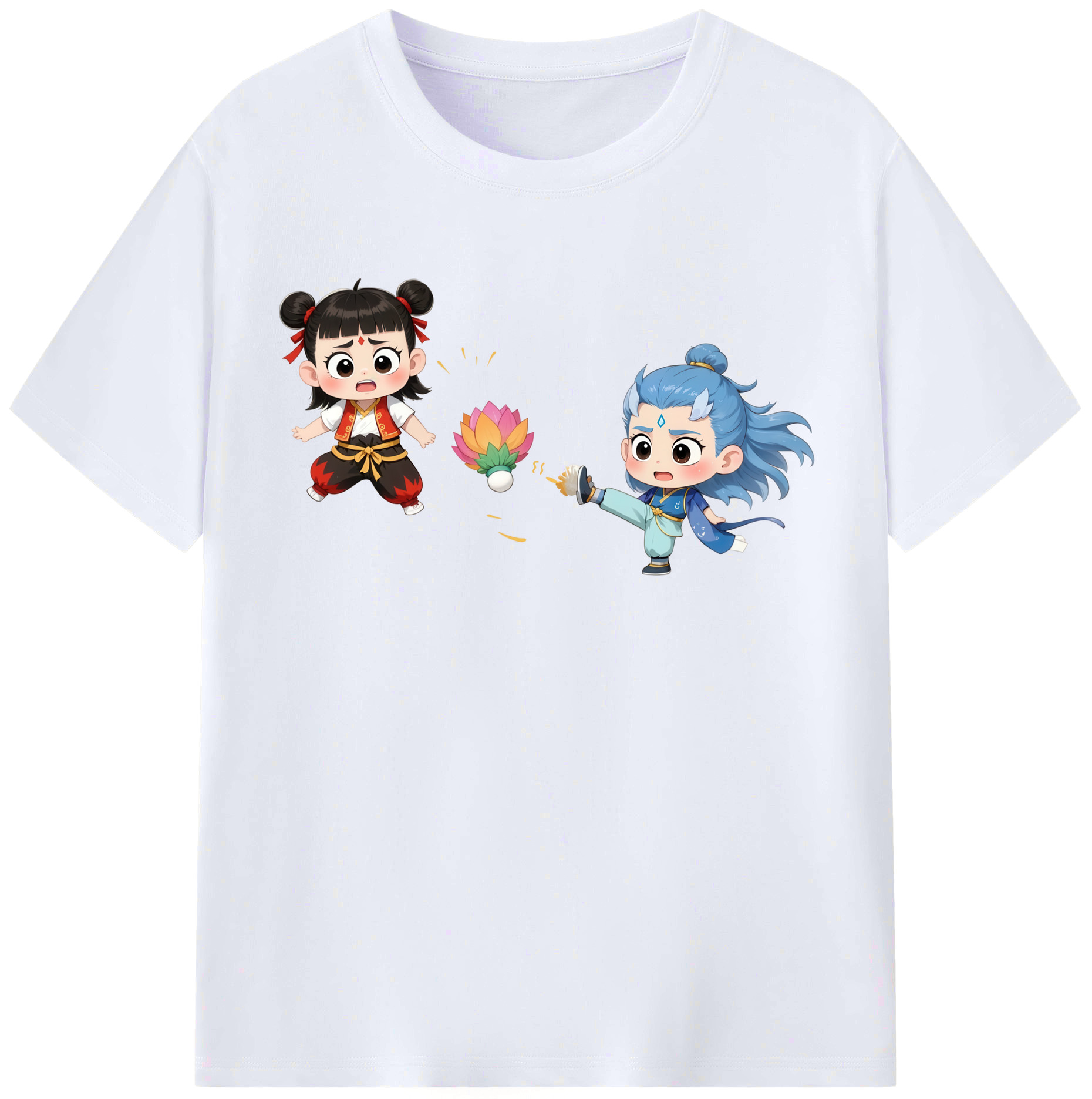 （画像用） Ne Zha 2 ナタ 魔童の大暴れ レディースカジュアルプリントTシャツ（綿100％）