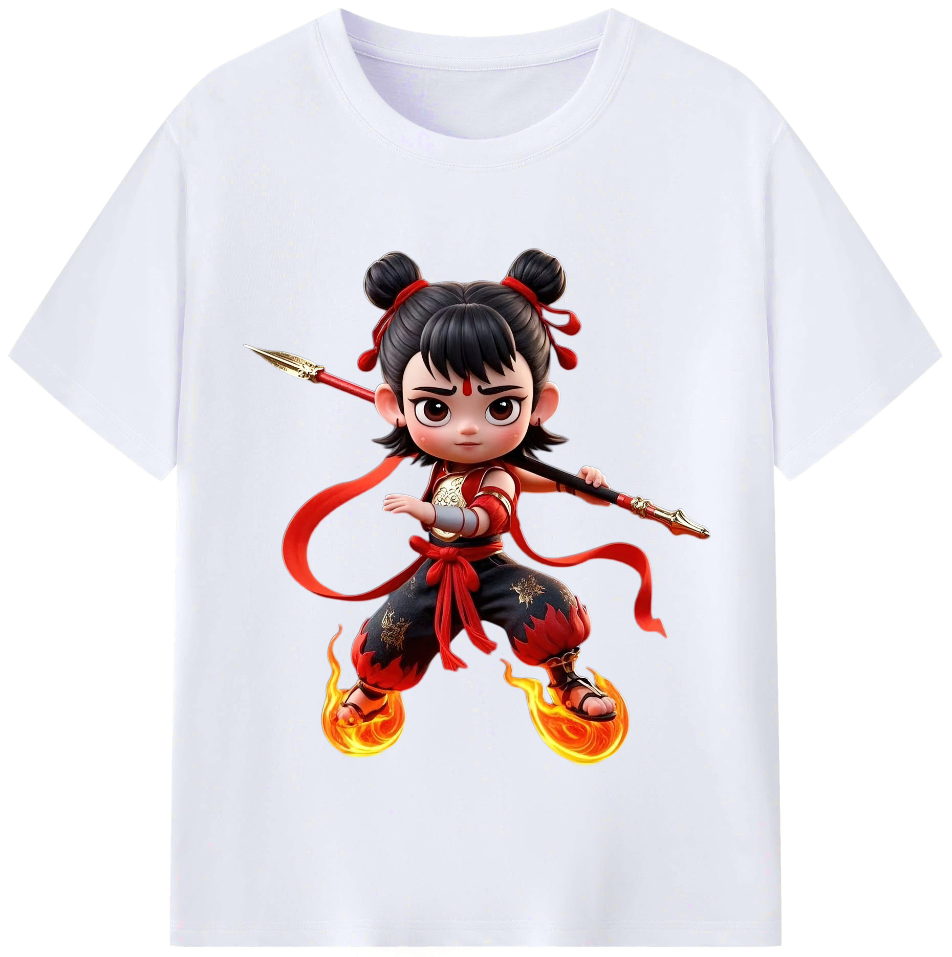 （画像用） Ne Zha 2 ナタ 魔童の大暴れ レディースカジュアルプリントTシャツ（綿100％）