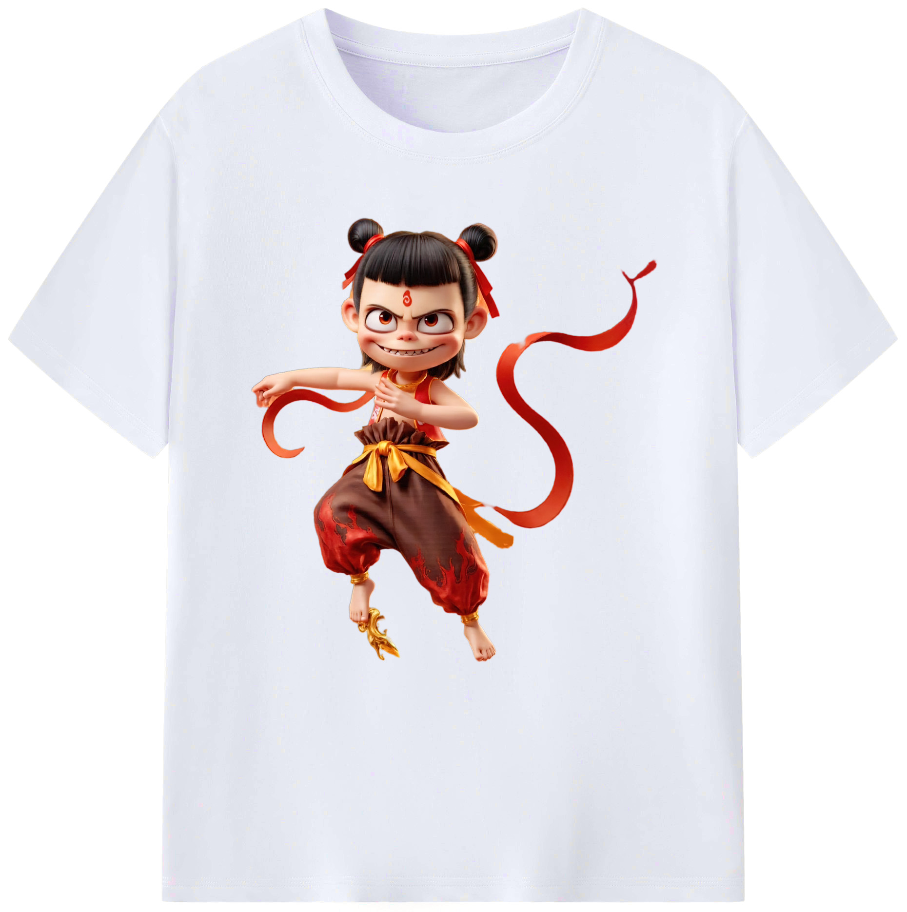 （画像用） Ne Zha 2 ナタ 魔童の大暴れ レディースカジュアルプリントTシャツ（綿100％）