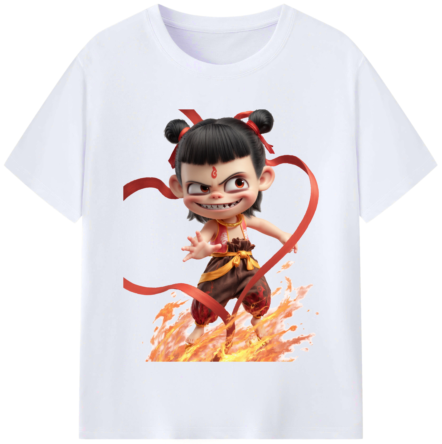 （画像用） Ne Zha 2 ナタ 魔童の大暴れ レディースカジュアルプリントTシャツ（綿100％）
