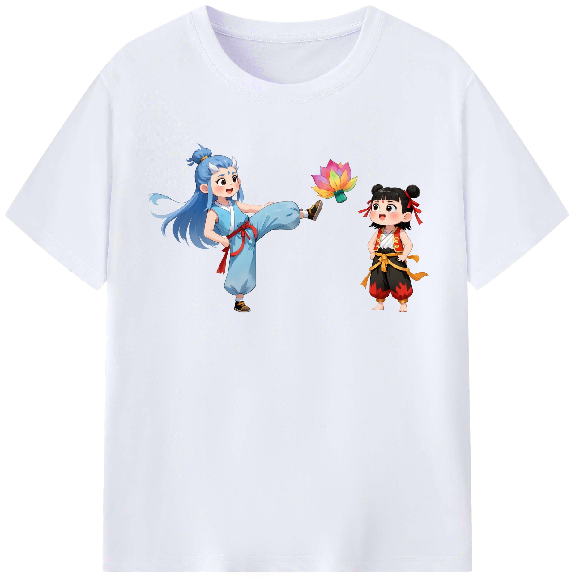 （画像用） Ne Zha 2 ナタ 魔童の大暴れ レディースカジュアルプリントTシャツ（綿100％）