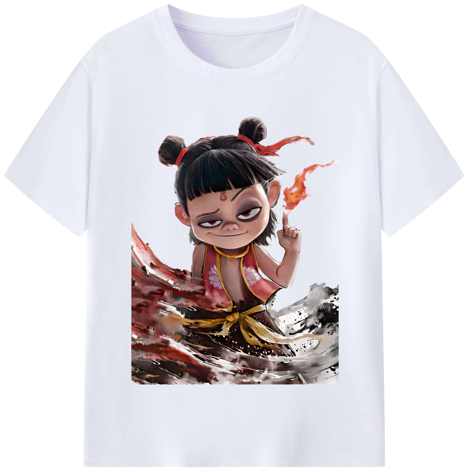 （画像用） Ne Zha 2 ナタ 魔童の大暴れ レディースカジュアルプリントTシャツ（綿100％）