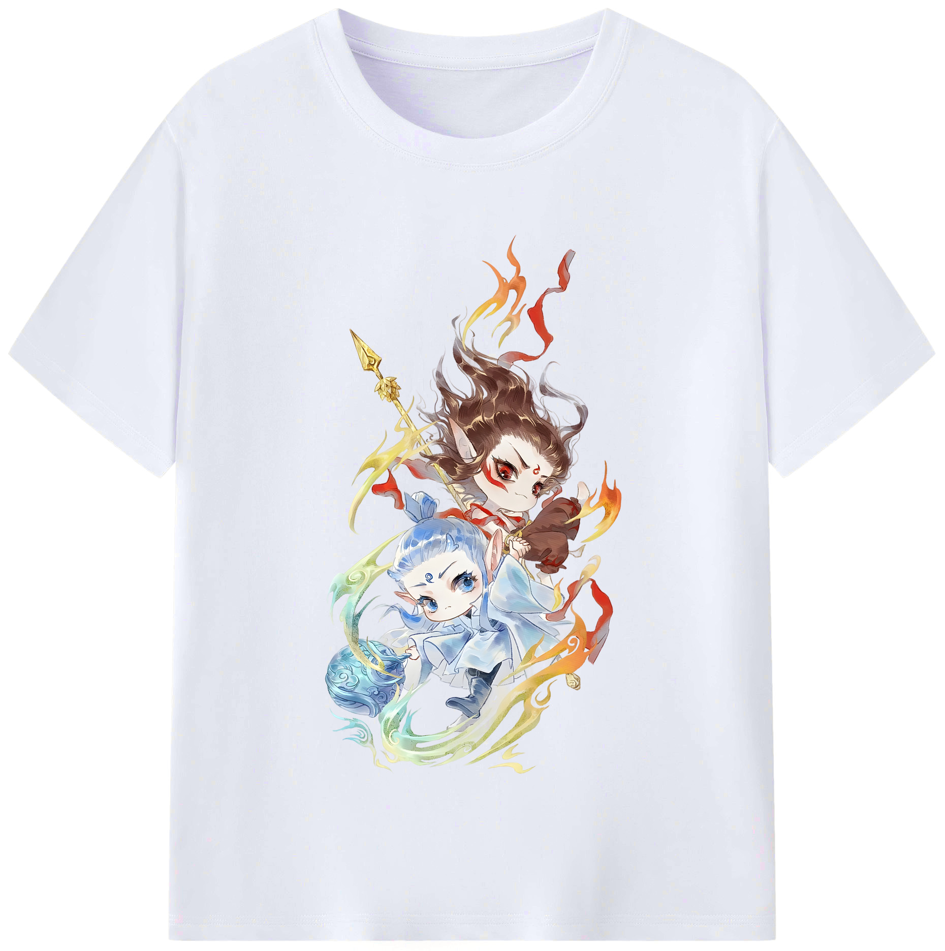 （画像用） Ne Zha 2 ナタ 魔童の大暴れ レディースカジュアルプリントTシャツ（綿100％）