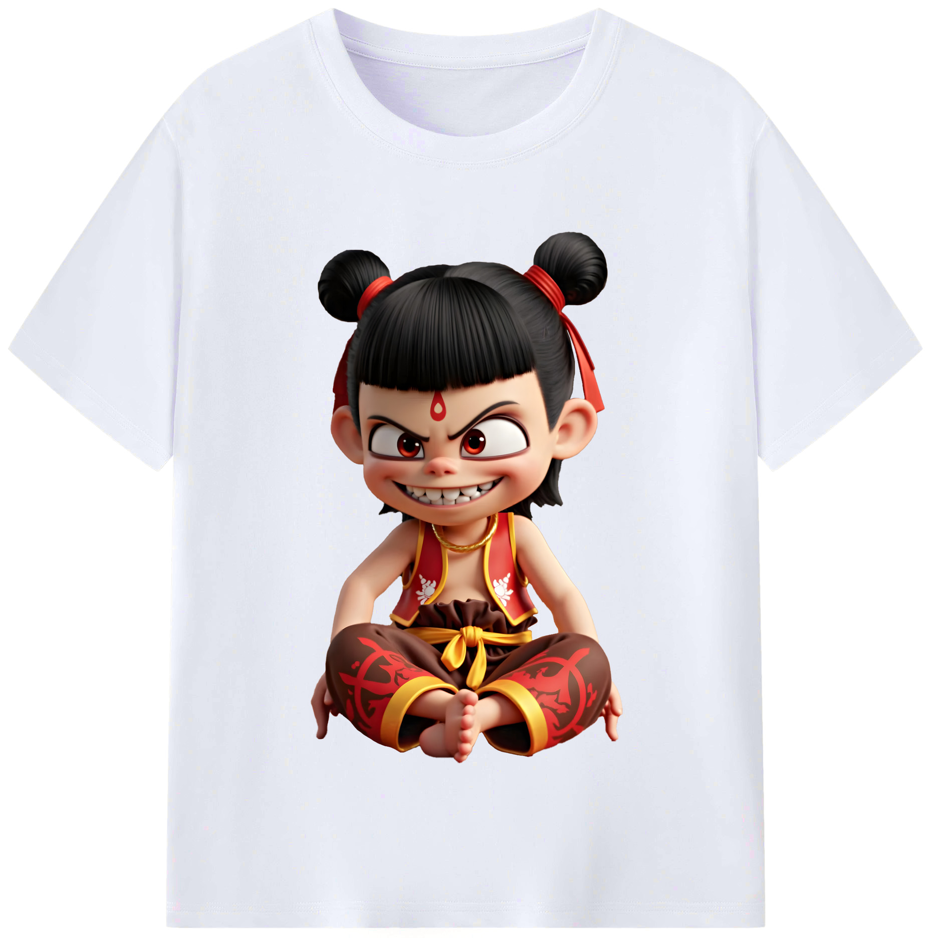（画像用） Ne Zha 2 ナタ 魔童の大暴れ レディースカジュアルプリントTシャツ（綿100％）