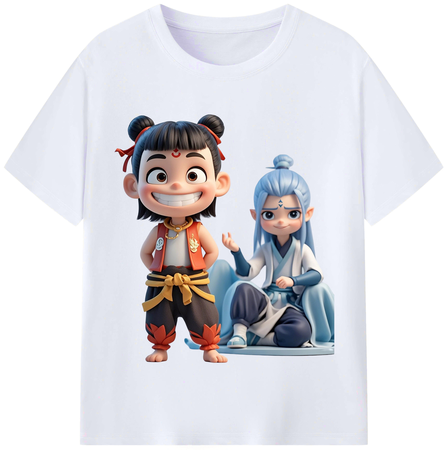 （画像用） Ne Zha 2 ナタ 魔童の大暴れ レディースカジュアルプリントTシャツ（綿100％）