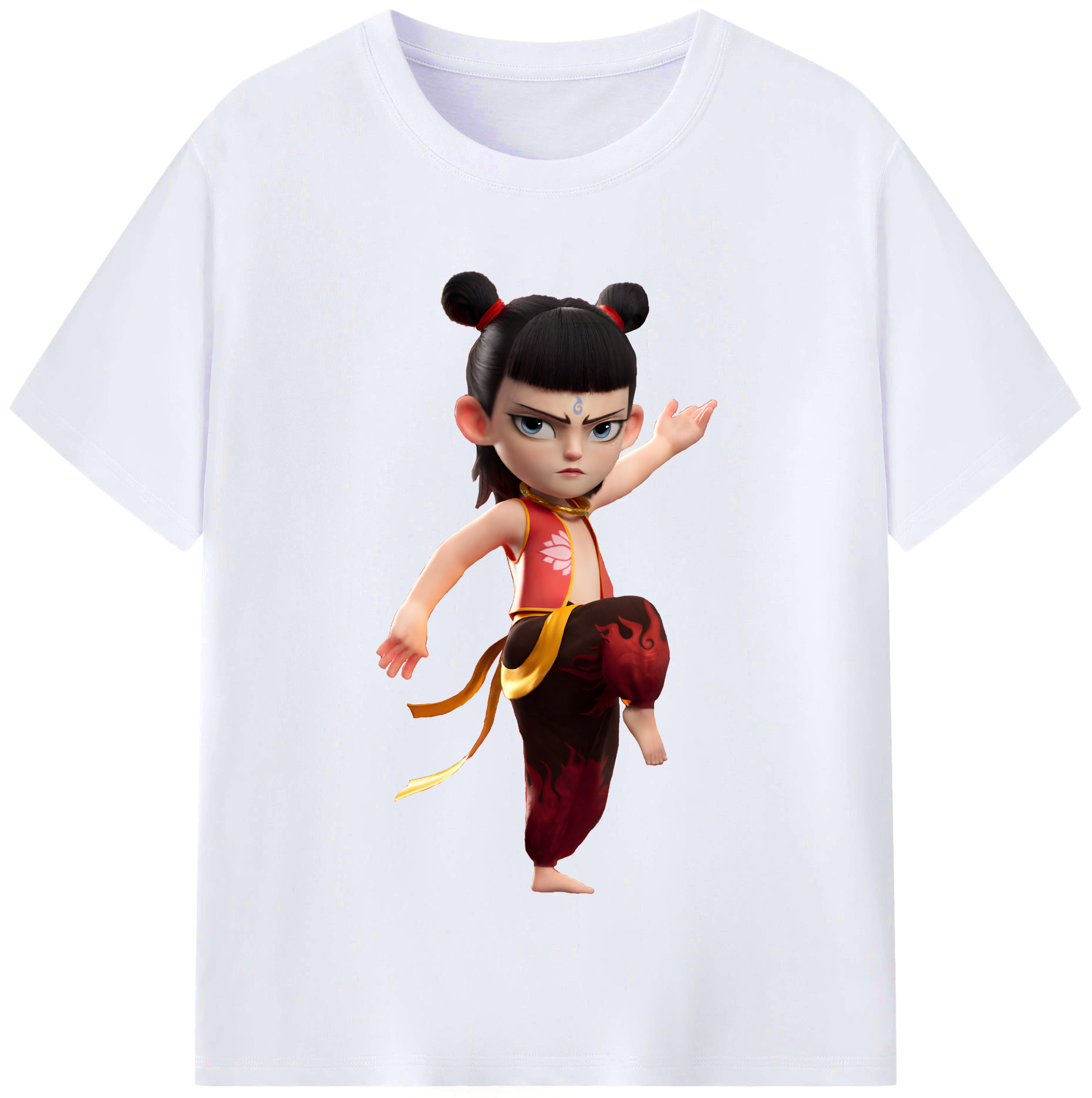 （画像用） Ne Zha 2 ナタ 魔童の大暴れ レディースカジュアルプリントTシャツ（綿100％）