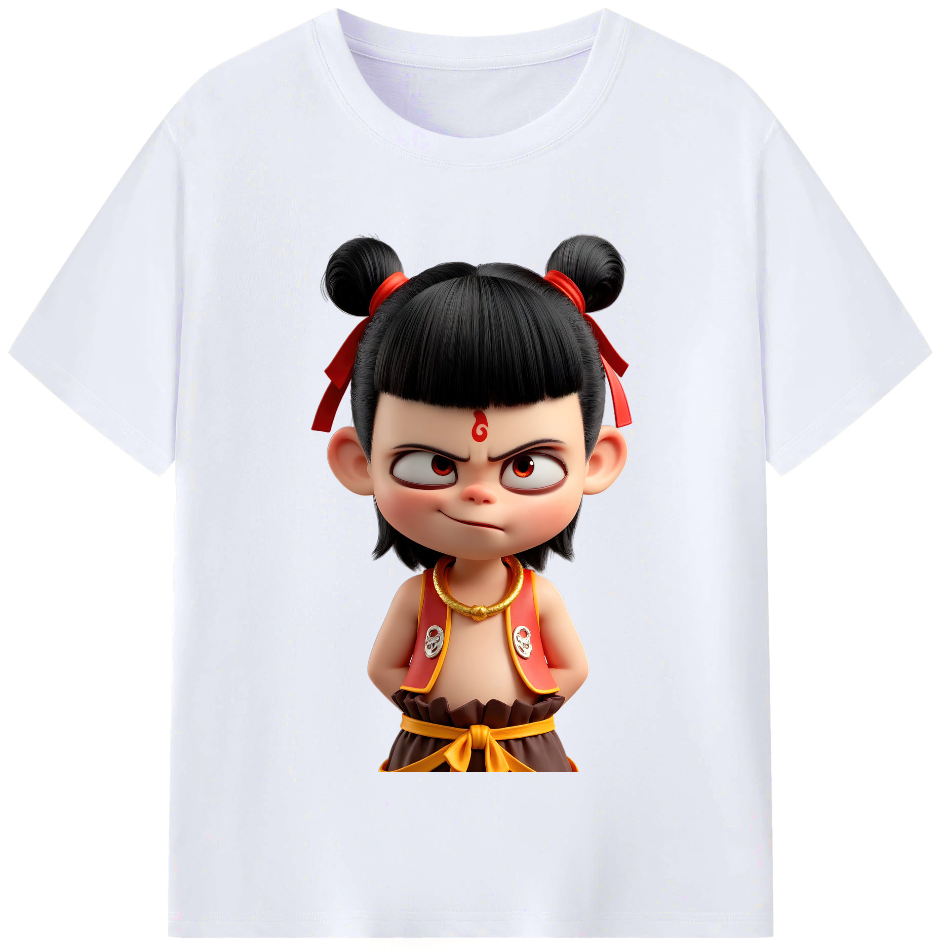 （画像用） Ne Zha 2 ナタ 魔童の大暴れ レディースカジュアルプリントTシャツ（綿100％）