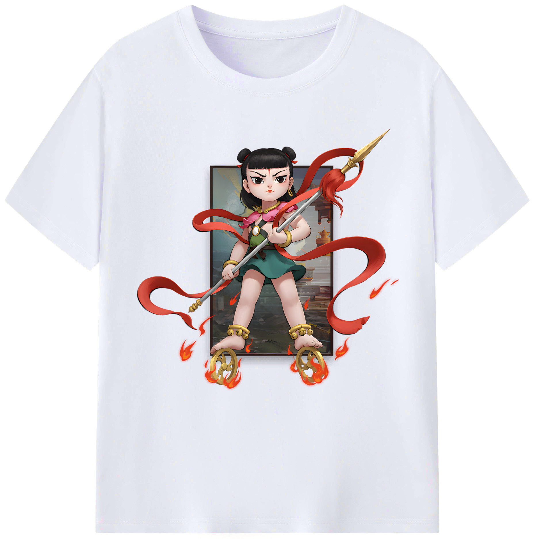 （画像用） Ne Zha 2 ナタ 魔童の大暴れ レディースカジュアルプリントTシャツ（綿100％）
