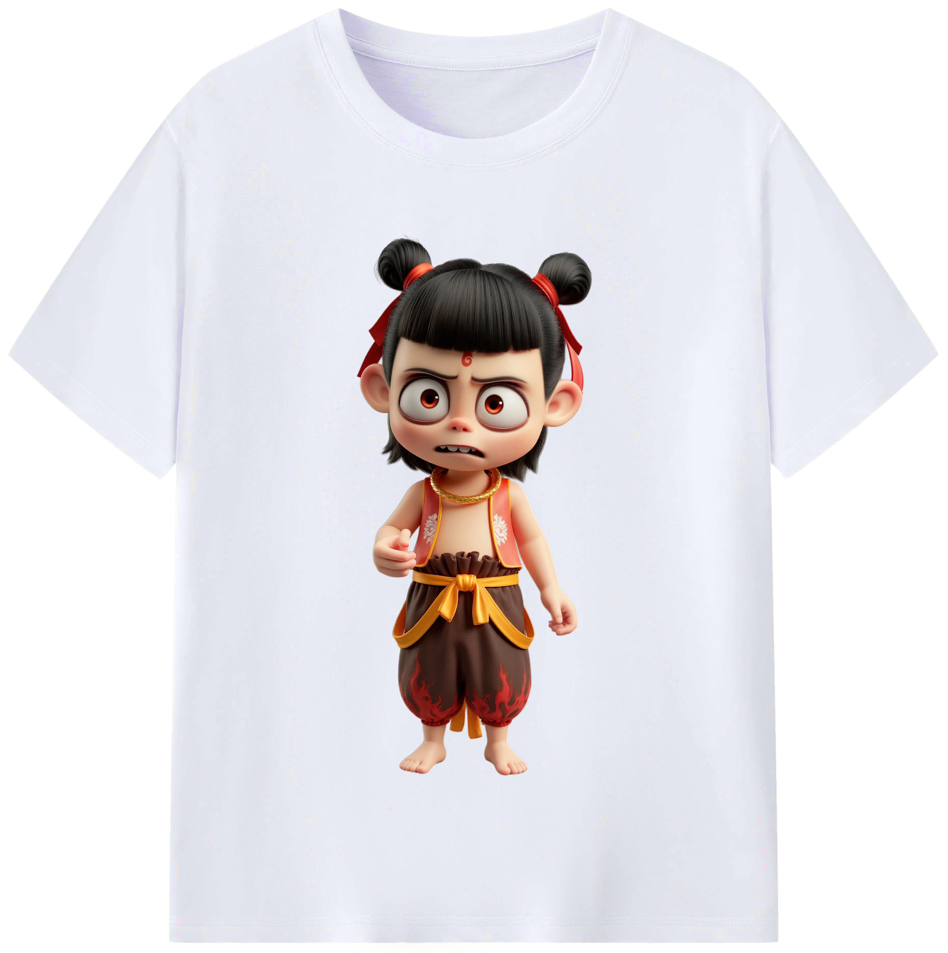 （画像用） Ne Zha 2 ナタ 魔童の大暴れ レディースカジュアルプリントTシャツ（綿100％）
