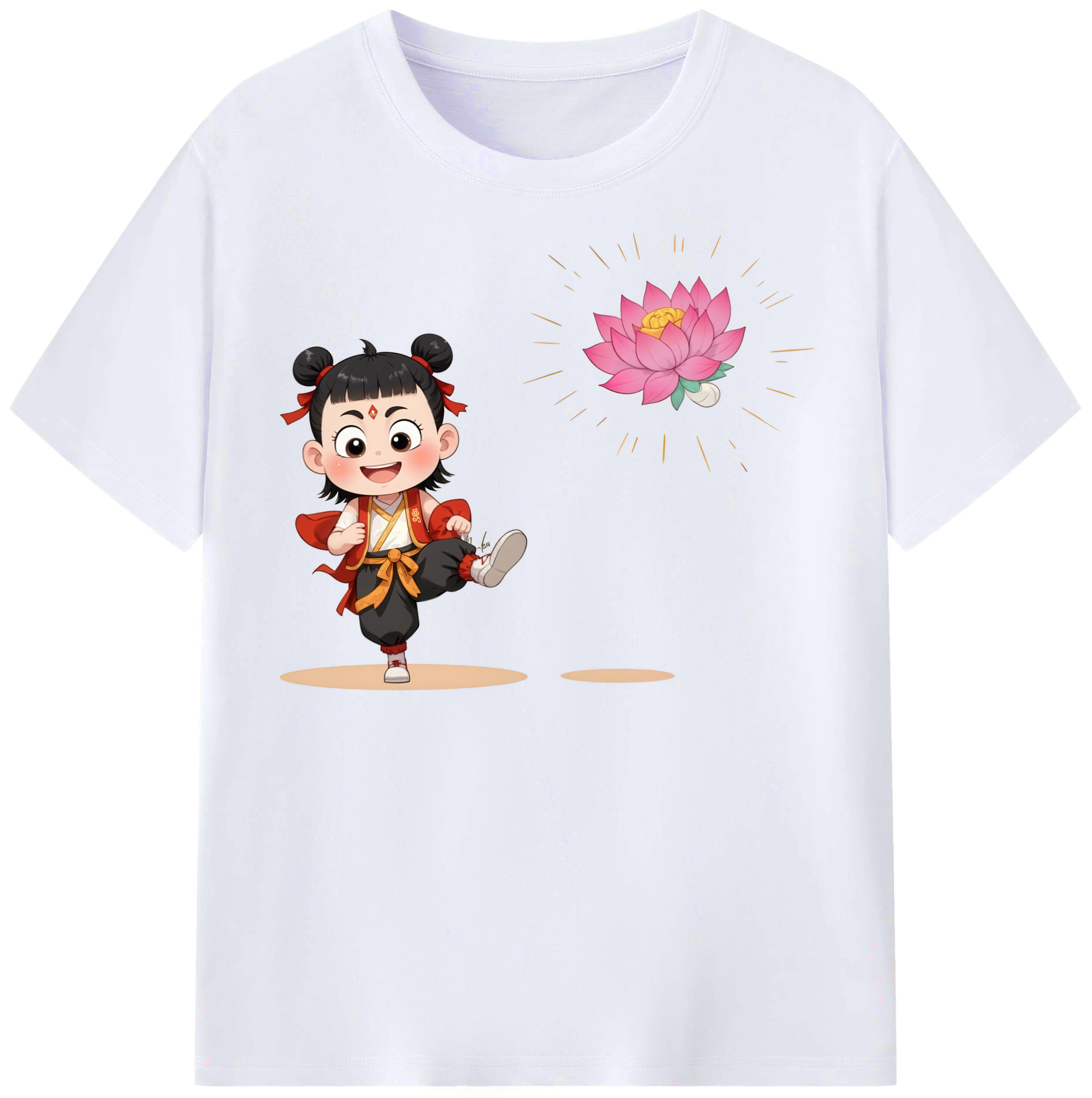 （画像用） Ne Zha 2 ナタ 魔童の大暴れ レディースカジュアルプリントTシャツ（綿100％）
