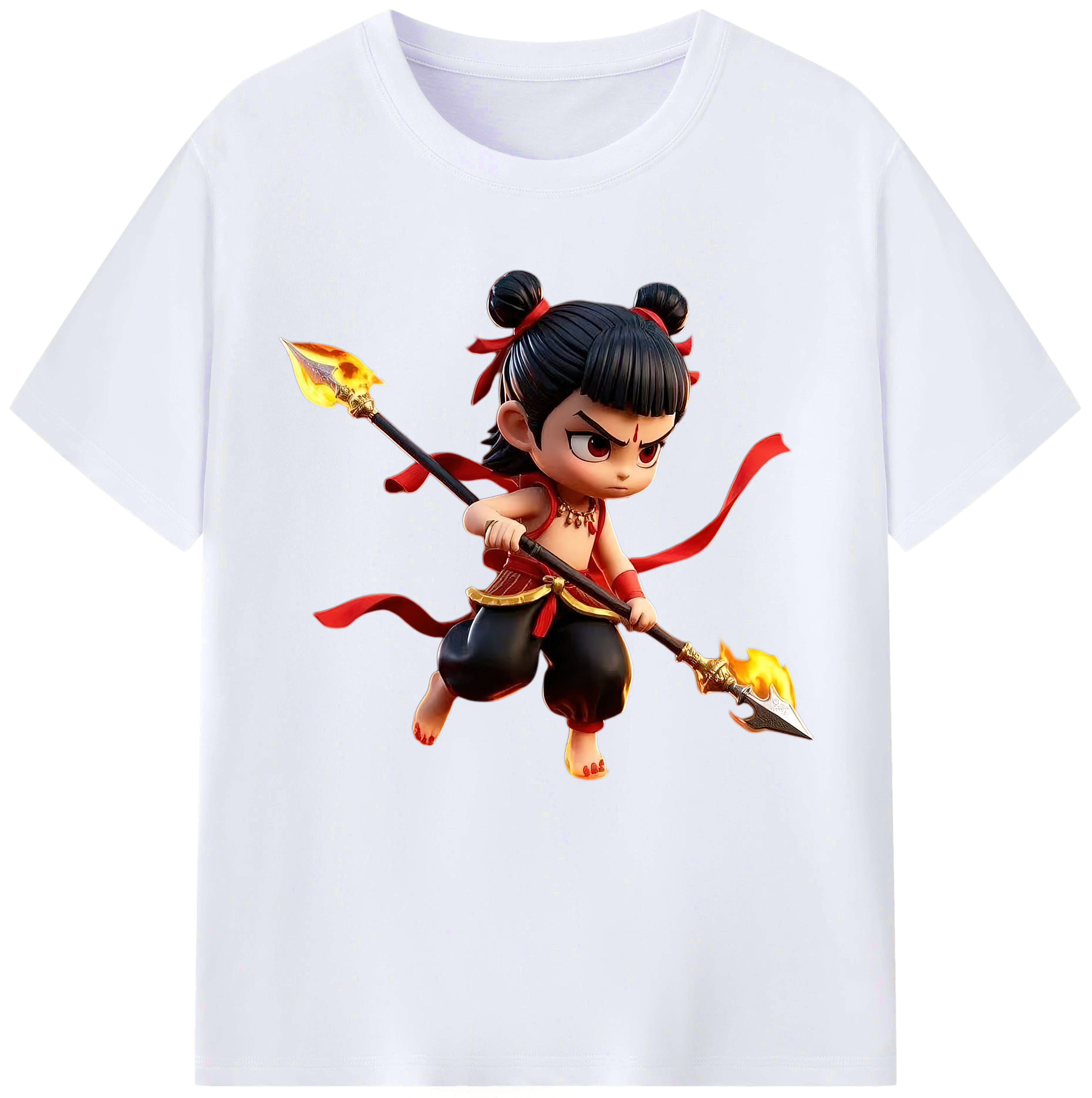 （画像用） Ne Zha 2 ナタ 魔童の大暴れ レディースカジュアルプリントTシャツ（綿100％）