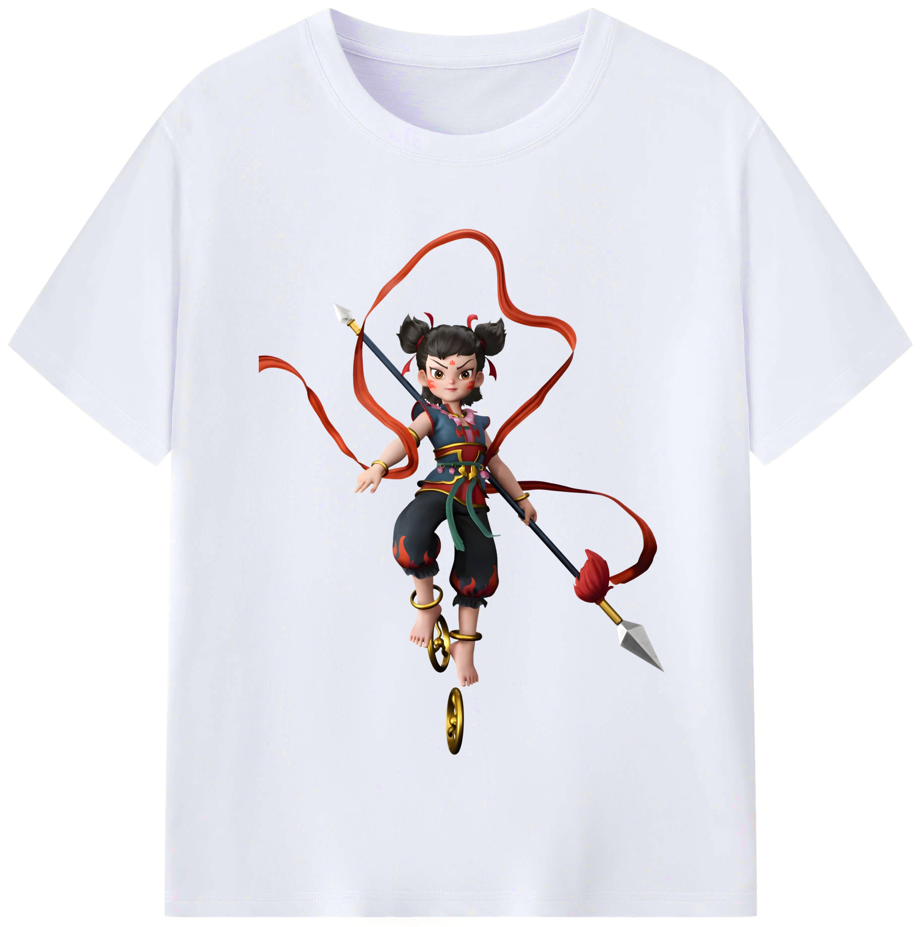 （画像用） Ne Zha 2 ナタ 魔童の大暴れ レディースカジュアルプリントTシャツ（綿100％）