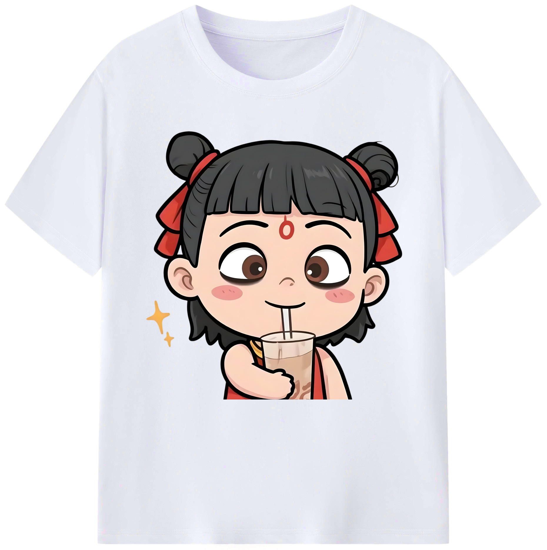（画像用） Ne Zha 2 ナタ 魔童の大暴れ レディースカジュアルプリントTシャツ（綿100％）