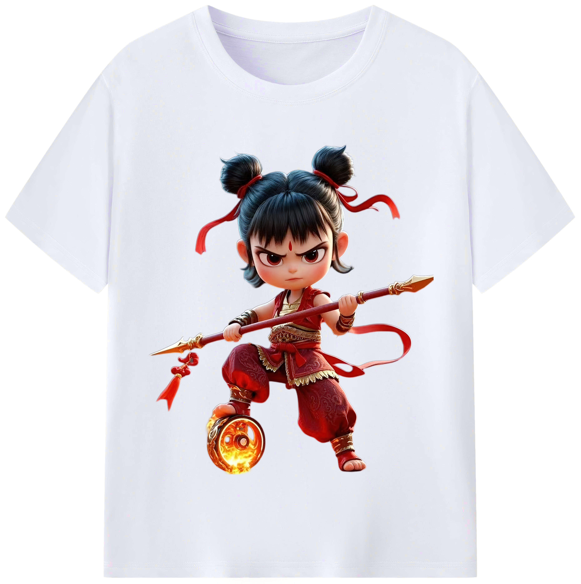 （画像用） Ne Zha 2 ナタ 魔童の大暴れ レディースカジュアルプリントTシャツ（綿100％）