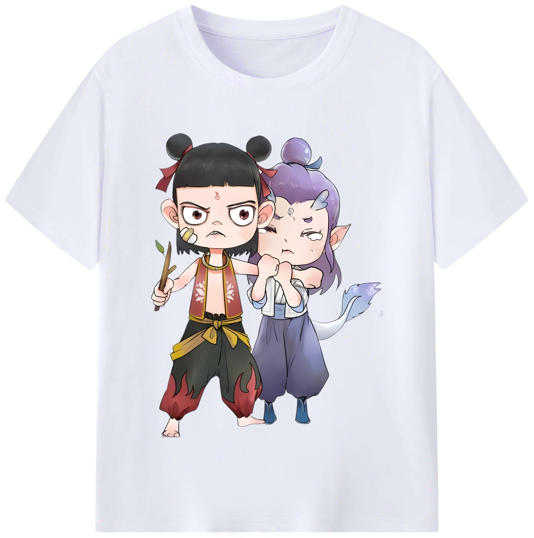 （画像用） Ne Zha 2 ナタ 魔童の大暴れ レディースカジュアルプリントTシャツ（綿100％）