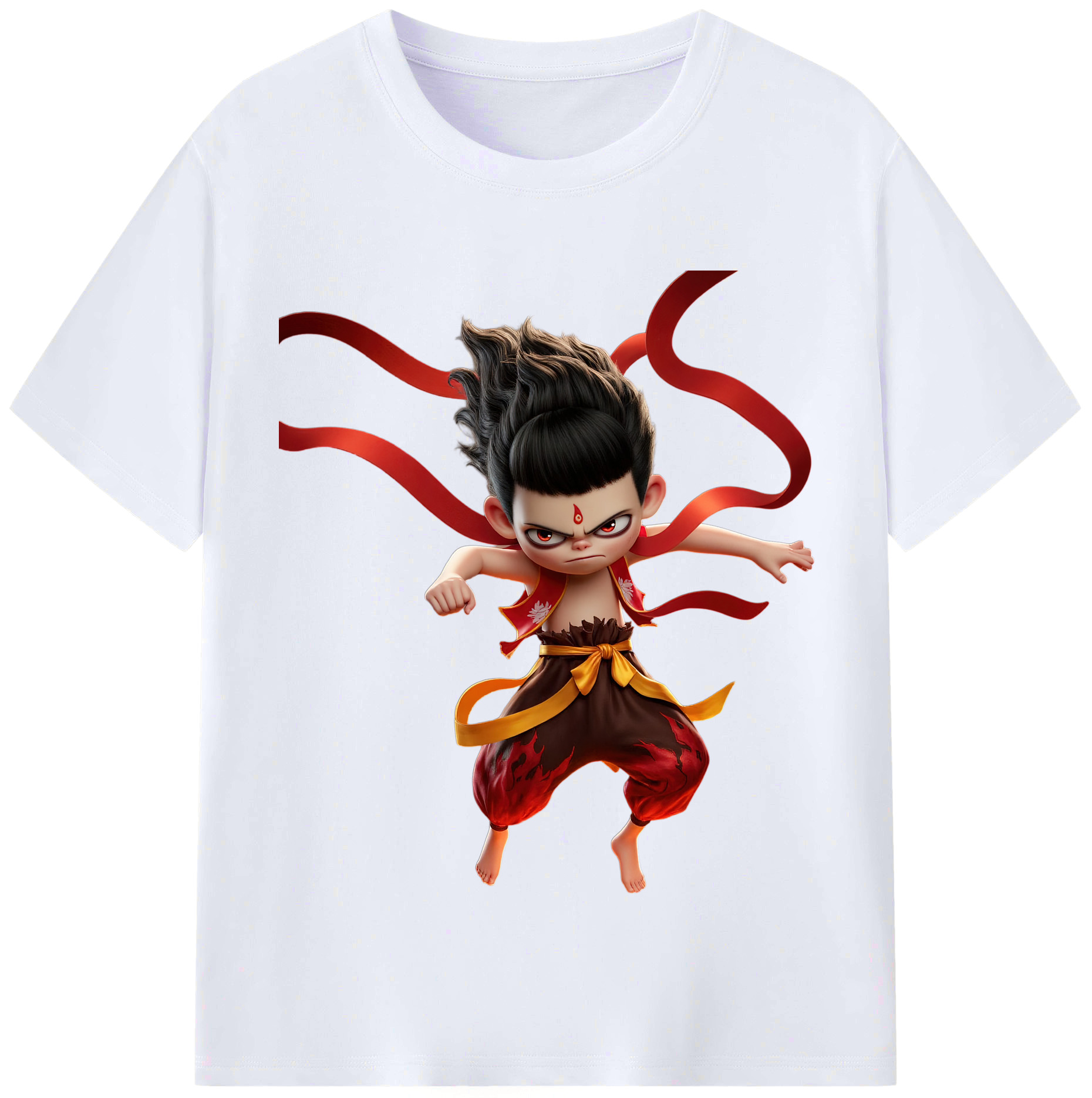 （画像用） Ne Zha 2 ナタ 魔童の大暴れ レディースカジュアルプリントTシャツ（綿100％）