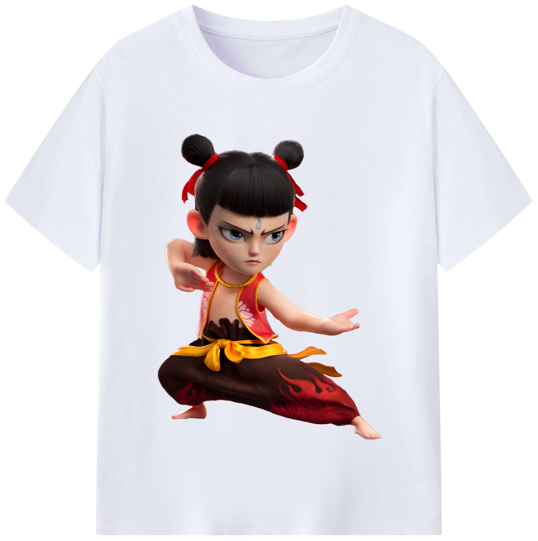 （画像用） Ne Zha 2 ナタ 魔童の大暴れ レディースカジュアルプリントTシャツ（綿100％）