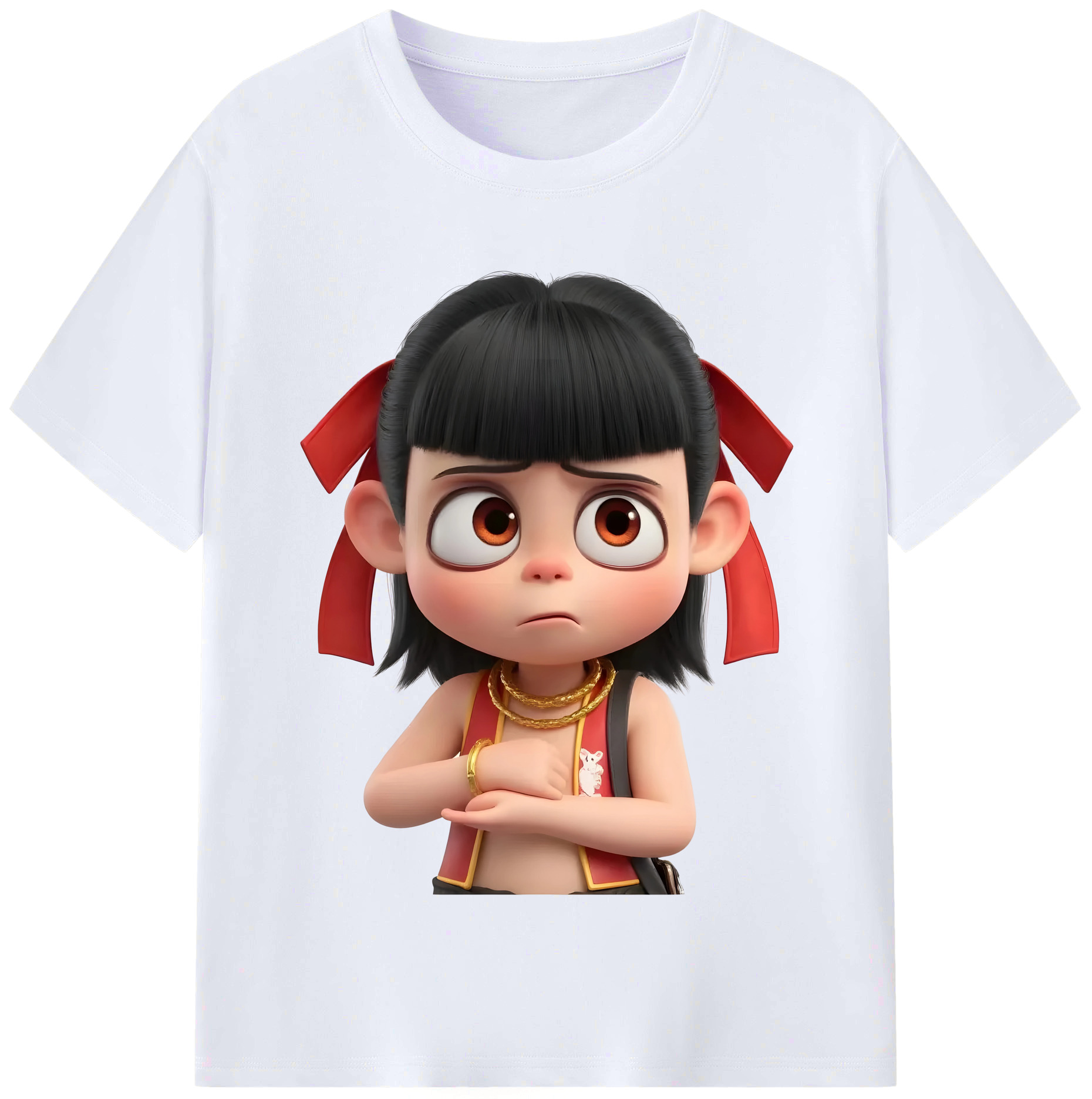 （画像用） Ne Zha 2 ナタ 魔童の大暴れ レディースカジュアルプリントTシャツ（綿100％）