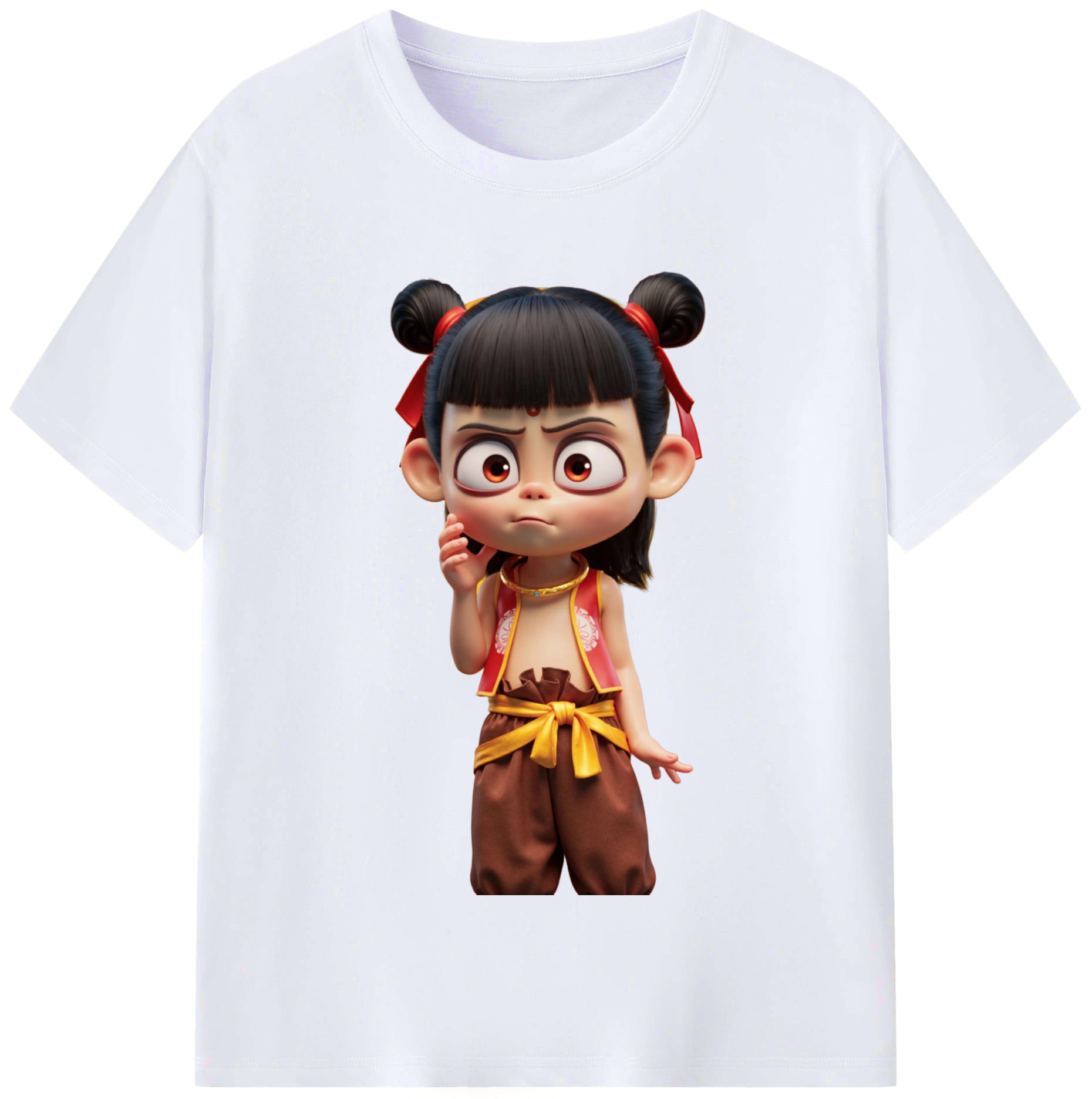 （画像用） Ne Zha 2 ナタ 魔童の大暴れ レディースカジュアルプリントTシャツ（綿100％）