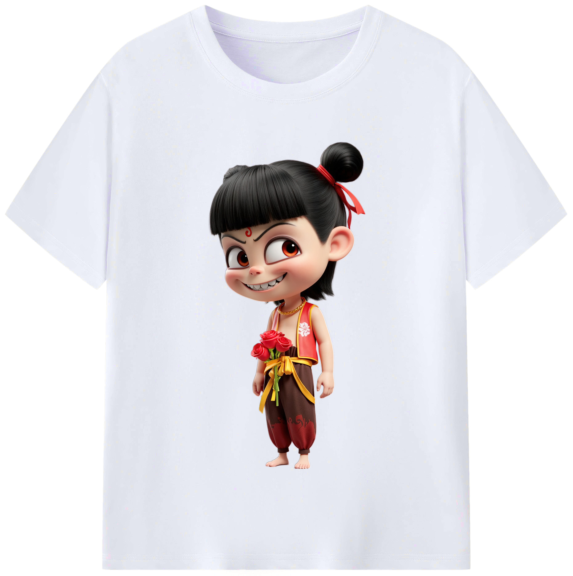 （画像用） Ne Zha 2 ナタ 魔童の大暴れ レディースカジュアルプリントTシャツ（綿100％）