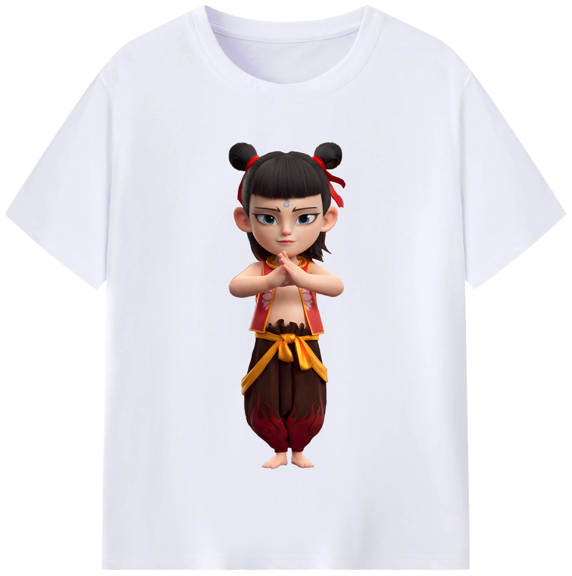 （画像用） Ne Zha 2 ナタ 魔童の大暴れ レディースカジュアルプリントTシャツ（綿100％）