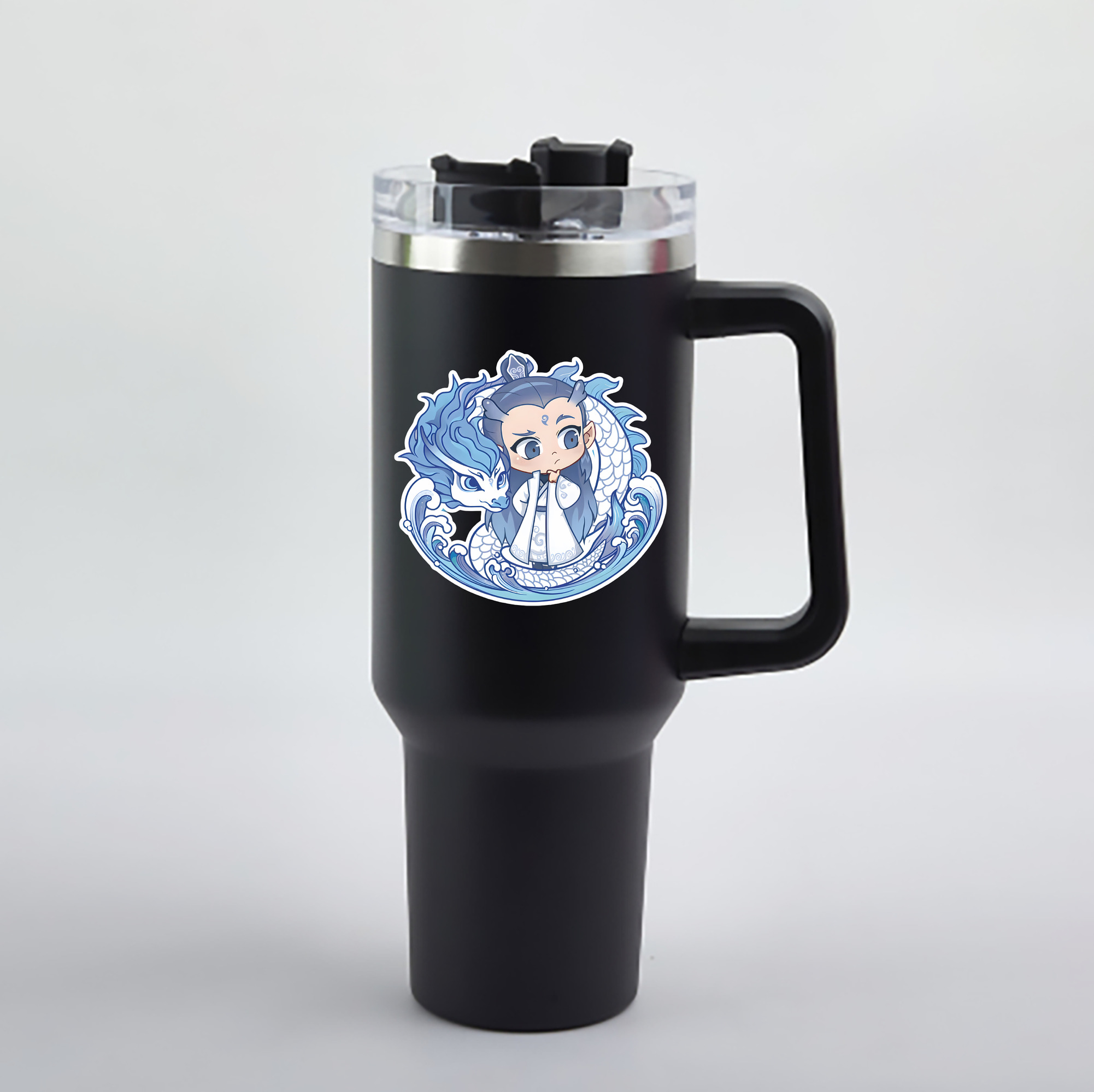 （画像用） Ne Zha 2 ナタ 魔童の大暴れ 1200mL車用タンブラー - クリスタルステッカー（プラスチックストロー付き）