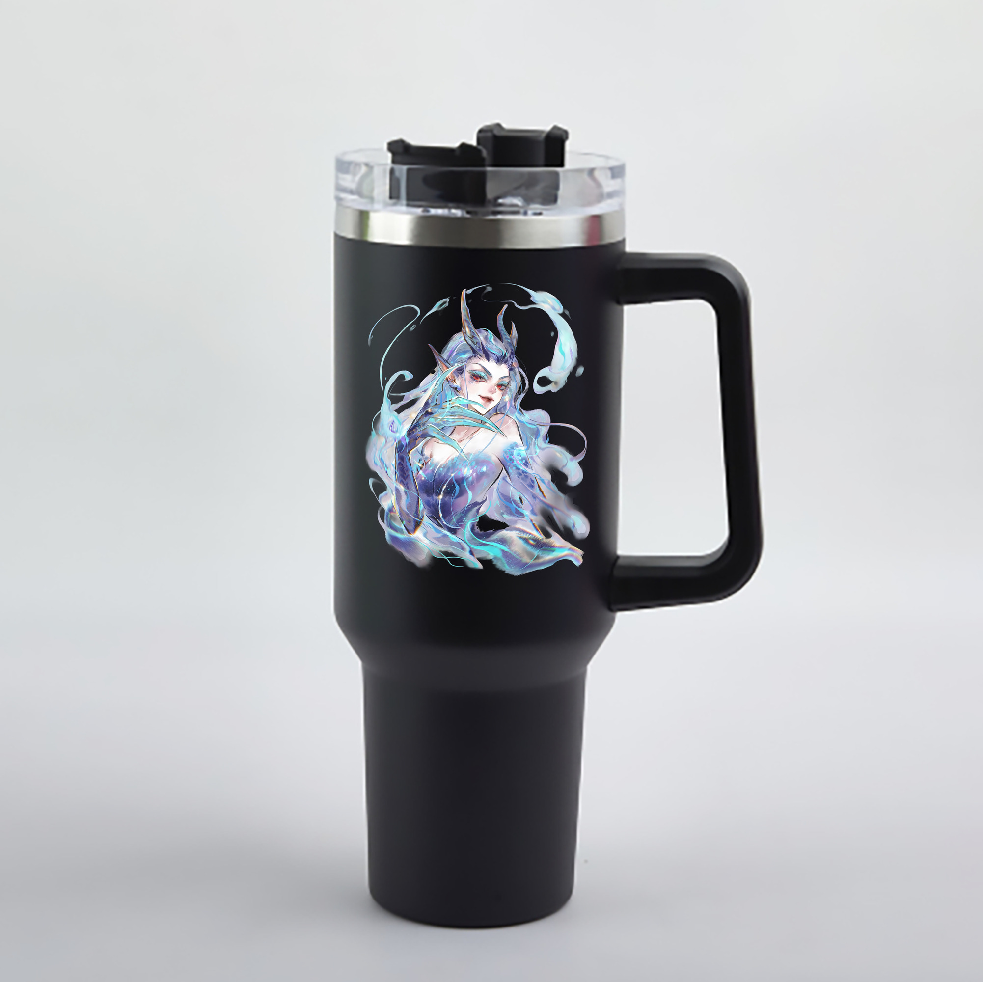 （画像用） Ne Zha 2 ナタ 魔童の大暴れ 1200mL車用タンブラー - クリスタルステッカー（プラスチックストロー付き）