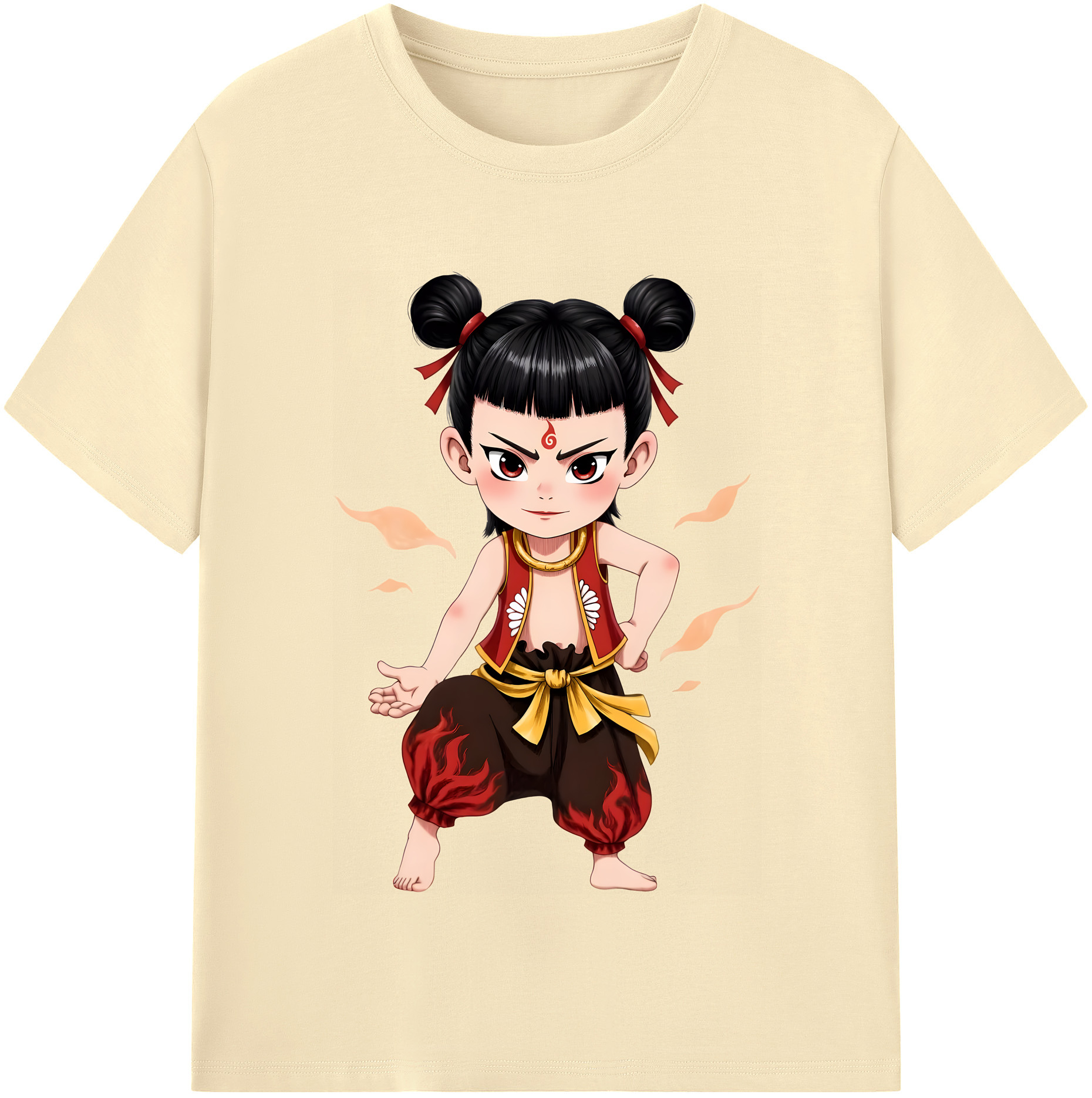 （画像用） Ne Zha 2 ナタ 魔童の大暴れ 綿100％半袖Tシャツ（フロントプリント）