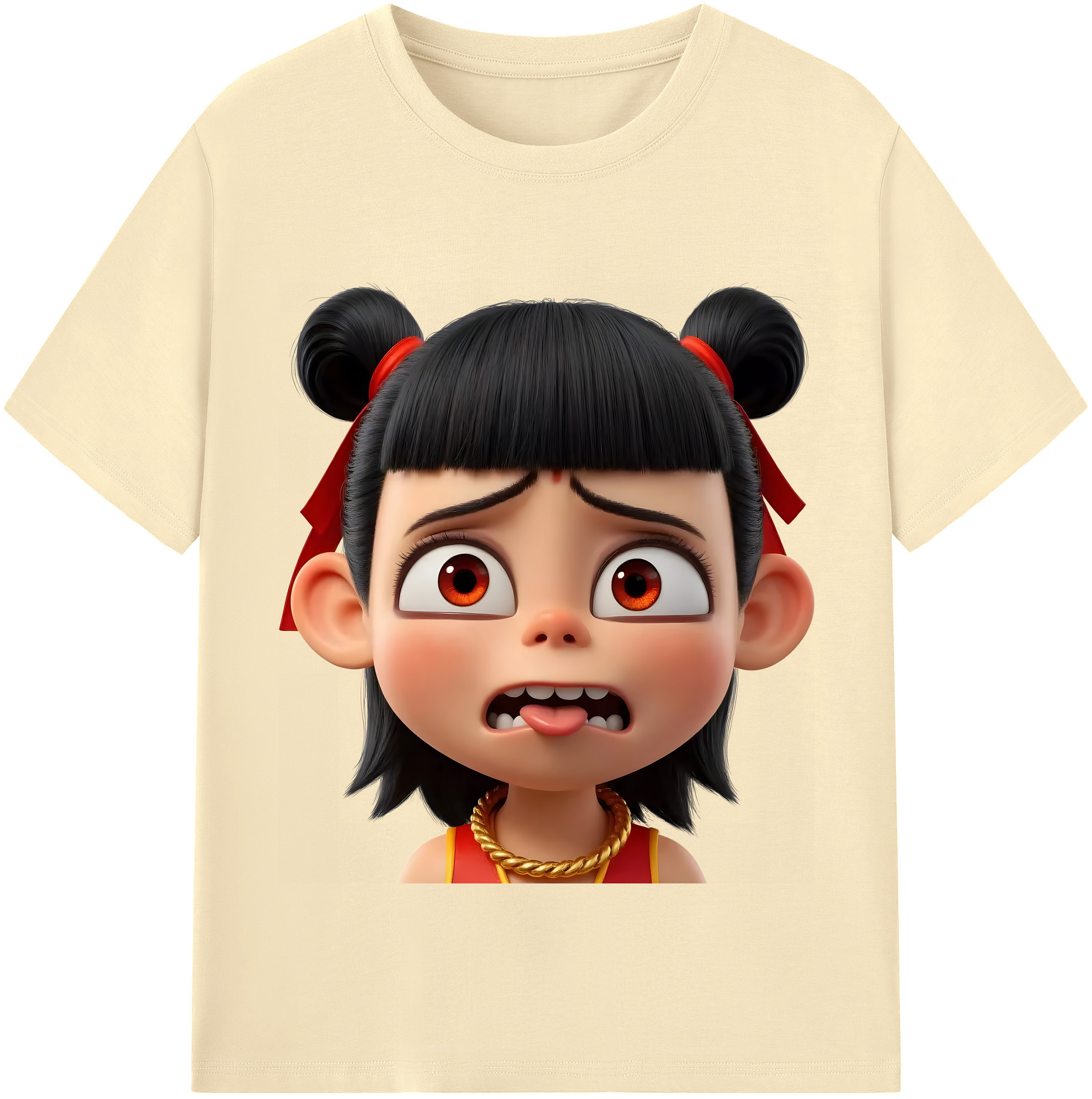 （画像用） Ne Zha 2 ナタ 魔童の大暴れ 綿100％半袖Tシャツ（フロントプリント）