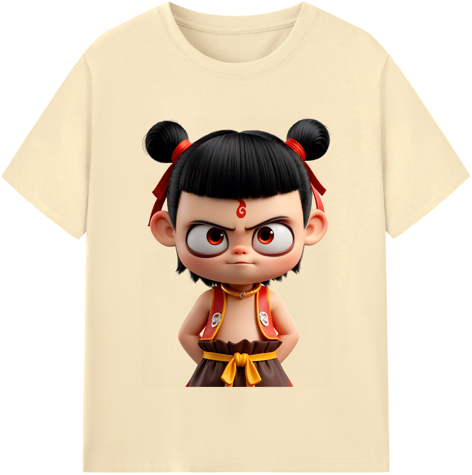 （画像用） Ne Zha 2 ナタ 魔童の大暴れ 綿100％半袖Tシャツ（フロントプリント）