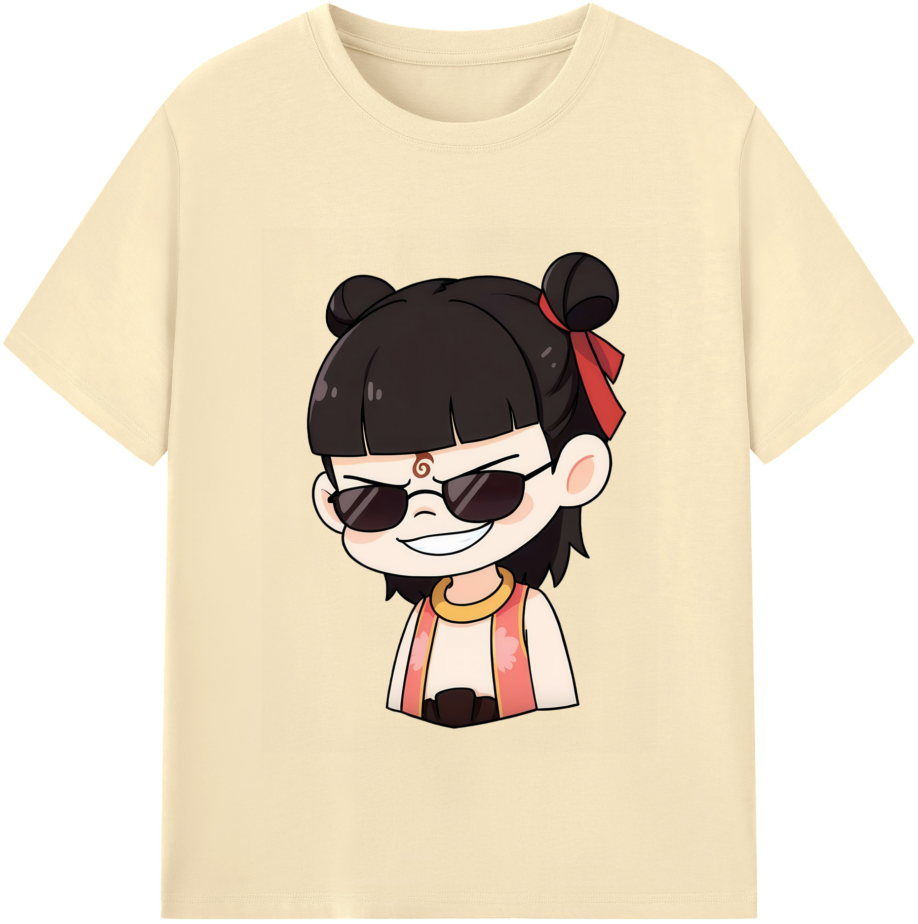 （画像用） Ne Zha 2 ナタ 魔童の大暴れ 綿100％半袖Tシャツ（フロントプリント）