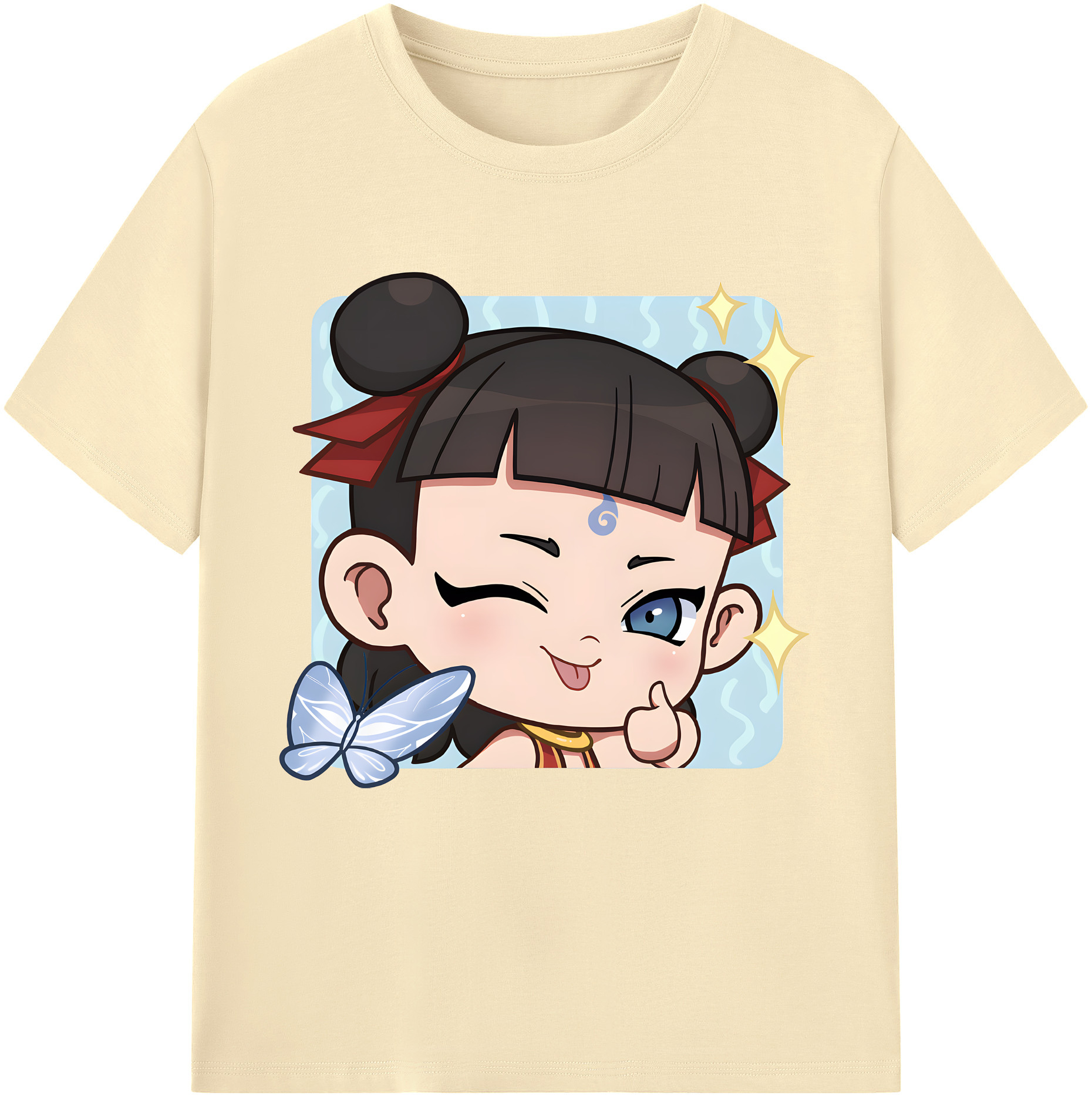（画像用） Ne Zha 2 ナタ 魔童の大暴れ 綿100％半袖Tシャツ（フロントプリント）