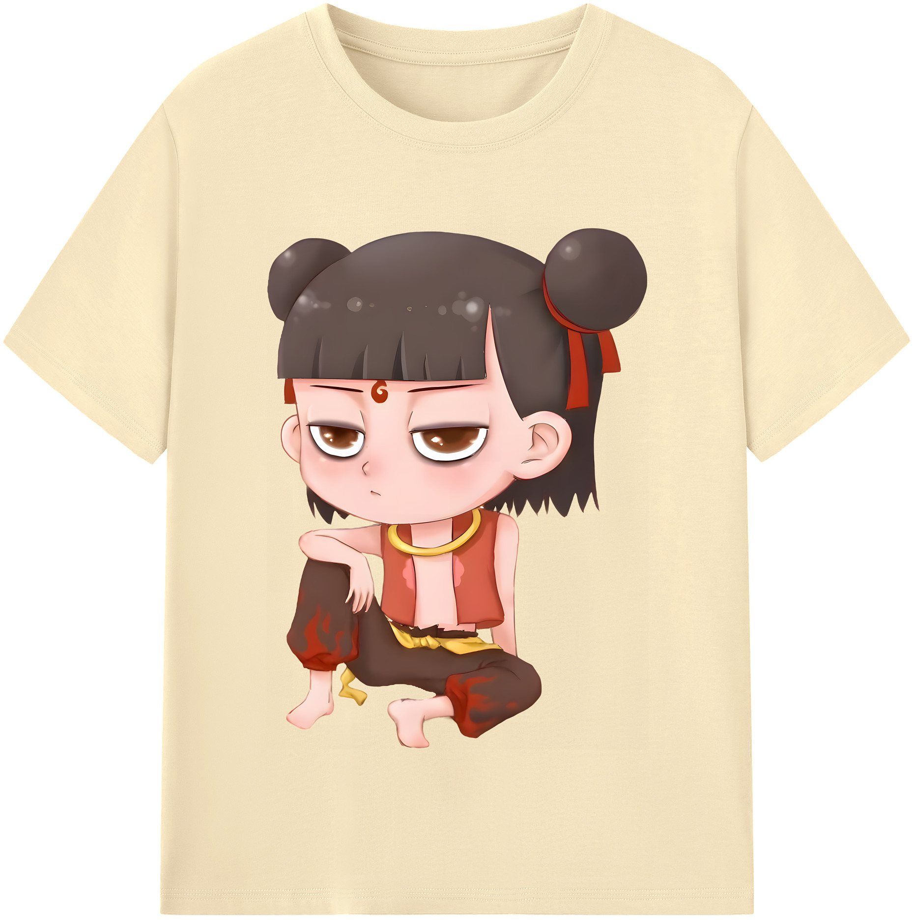 （画像用） Ne Zha 2 ナタ 魔童の大暴れ 綿100％半袖Tシャツ（フロントプリント）