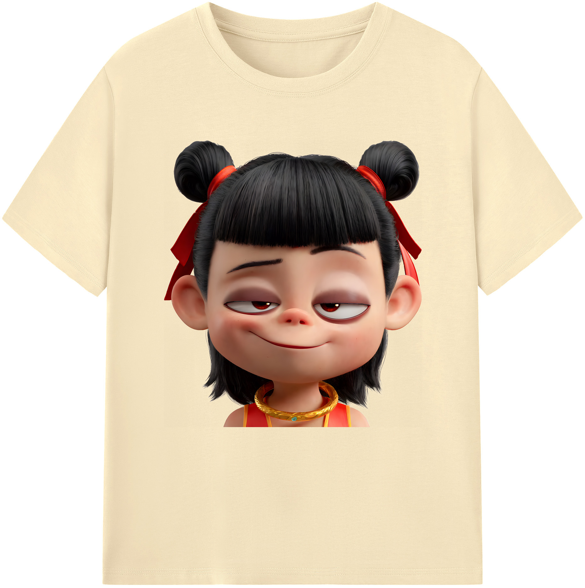 （画像用） Ne Zha 2 ナタ 魔童の大暴れ 綿100％半袖Tシャツ（フロントプリント）