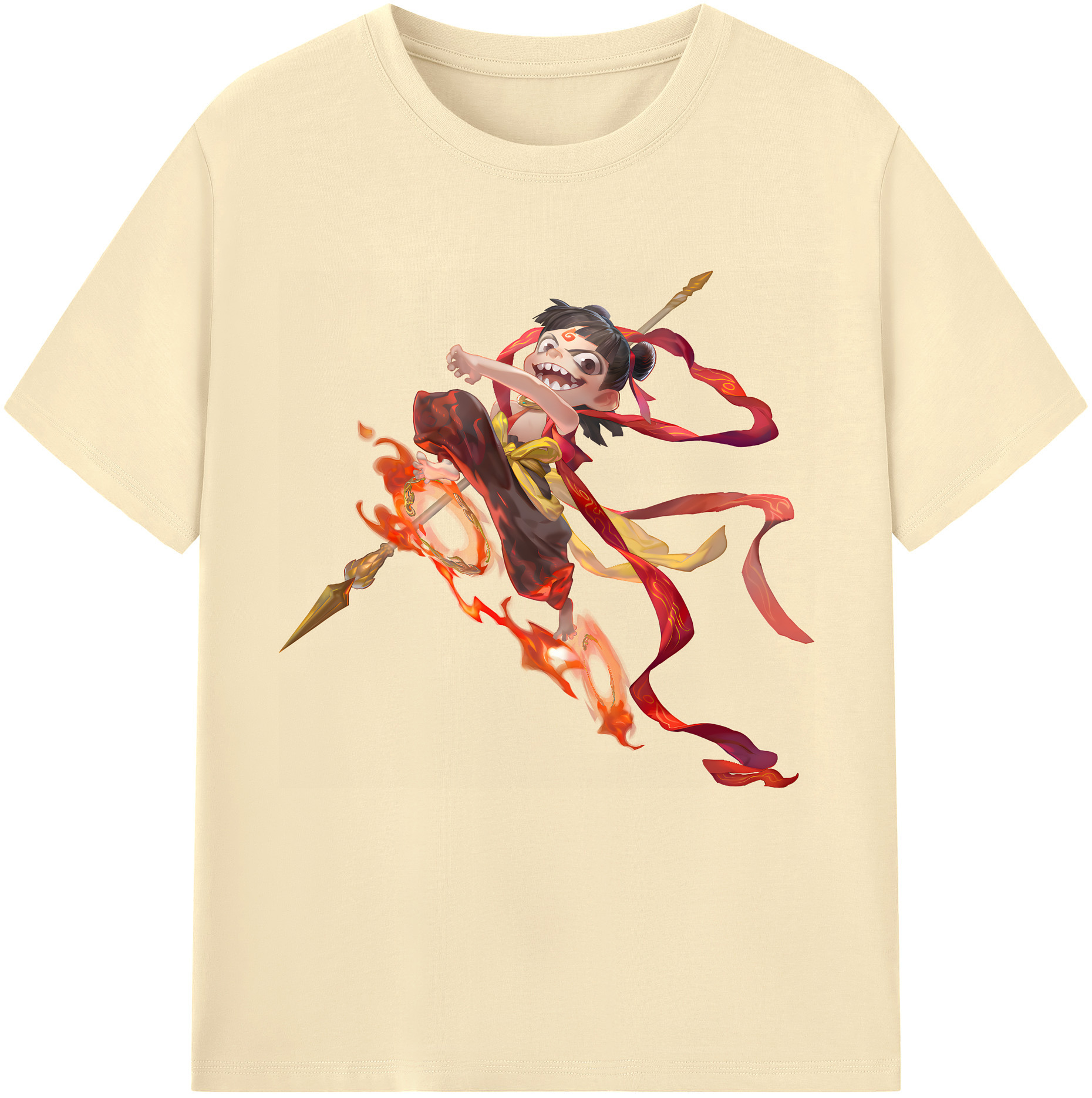 （画像用） Ne Zha 2 ナタ 魔童の大暴れ 綿100％半袖Tシャツ（フロントプリント）